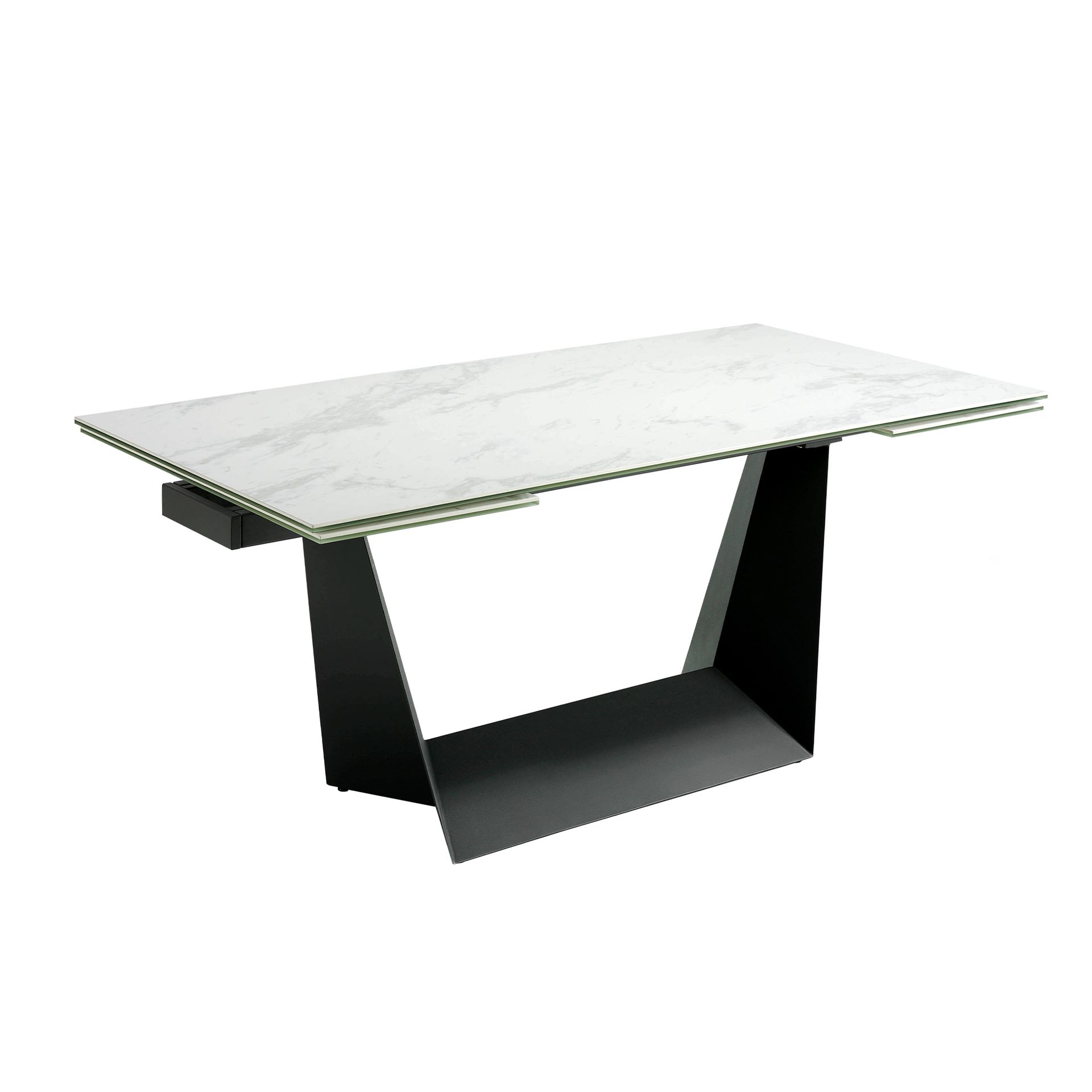 Dining table Black steel Porcelain-marble
