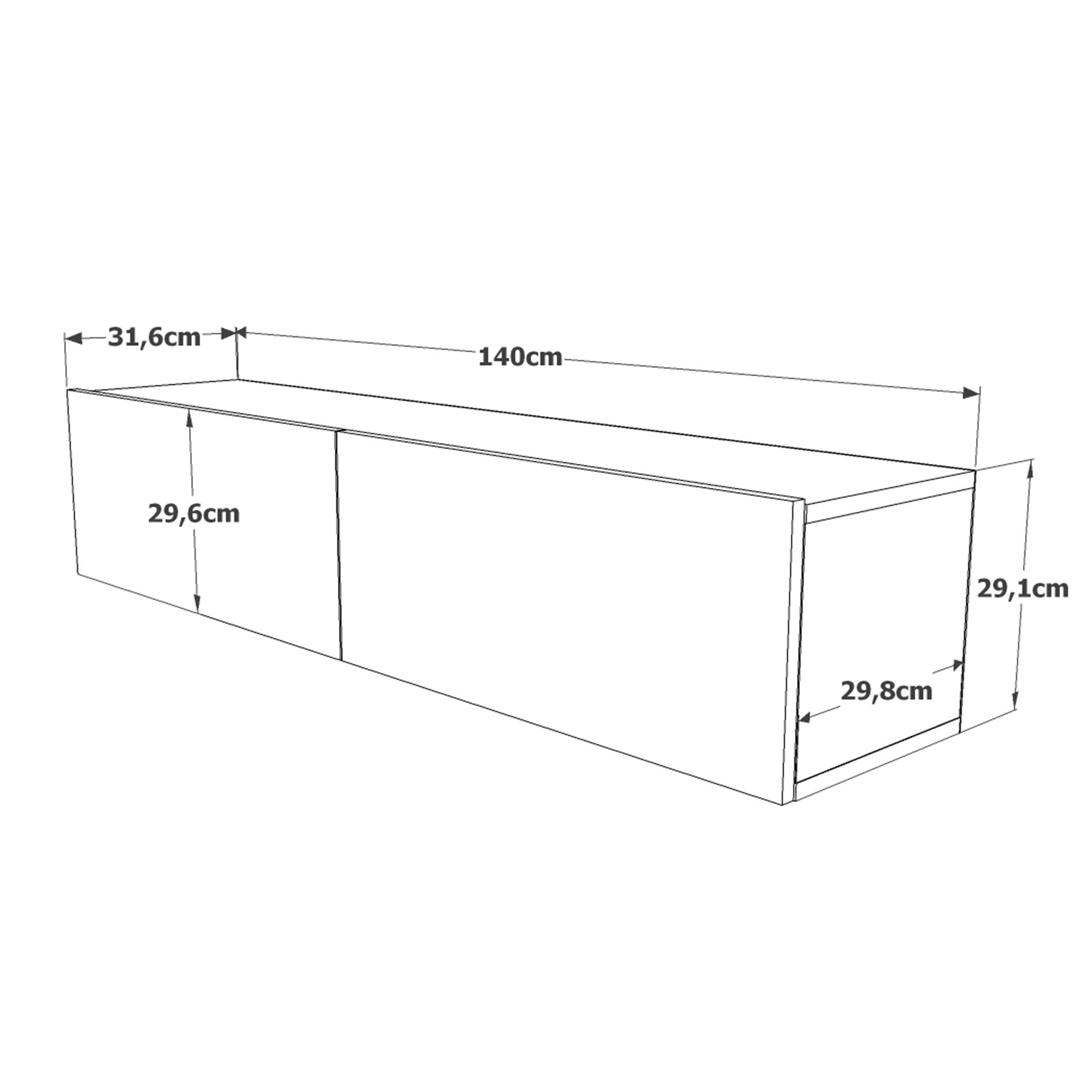 Split Wandregal Weiß 140cm