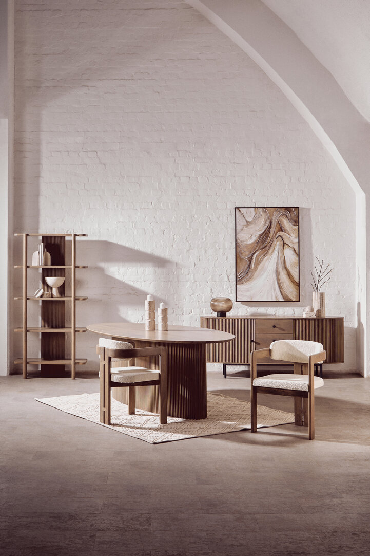 Tibor Rippenvase Travertin Weiß