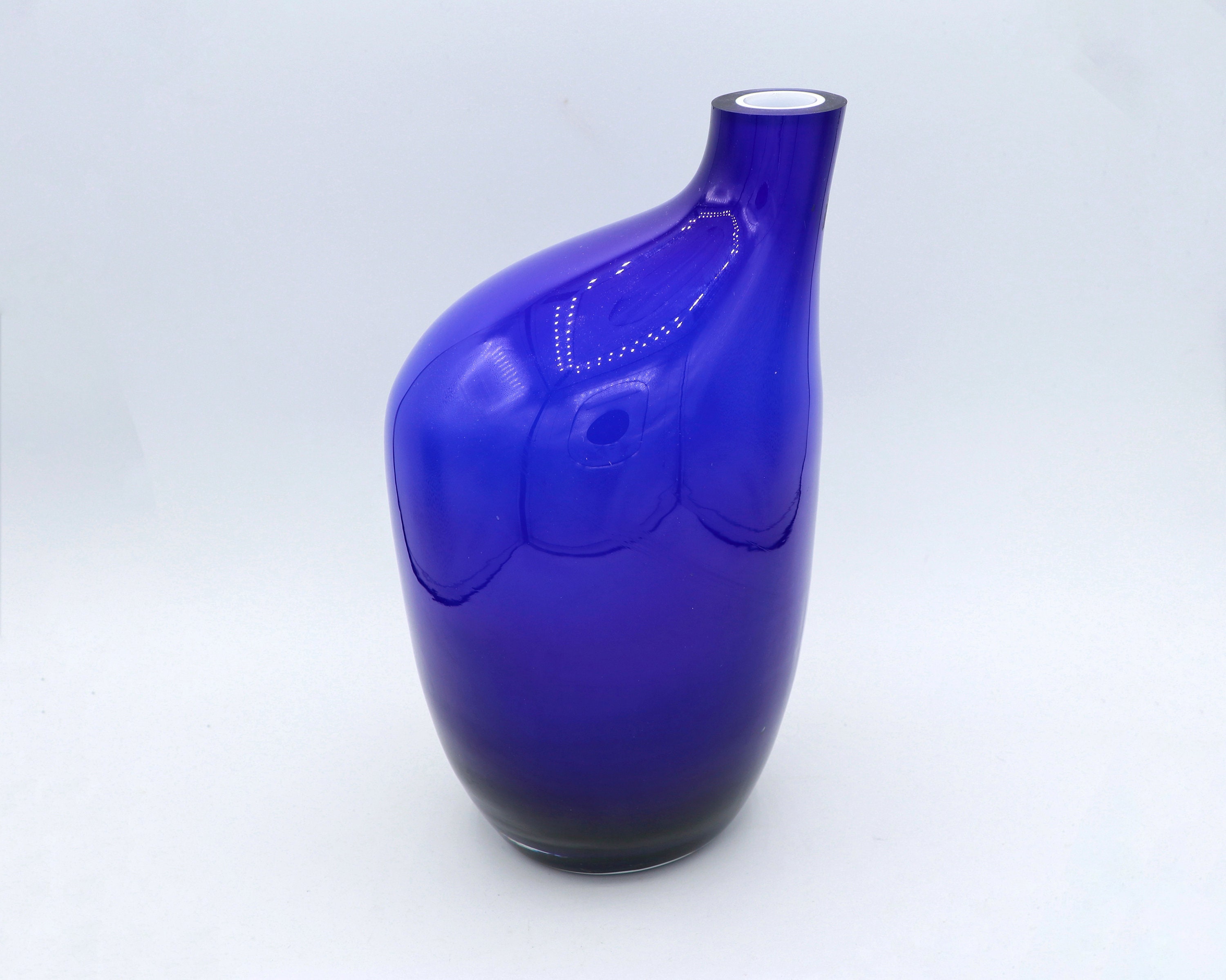 Vintage Postmodern Vase Glass Cobalt Blue 1990s