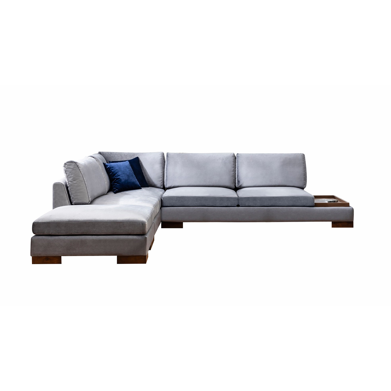 Tulip Ecksofa Links mit Hocker Dunkelgrau