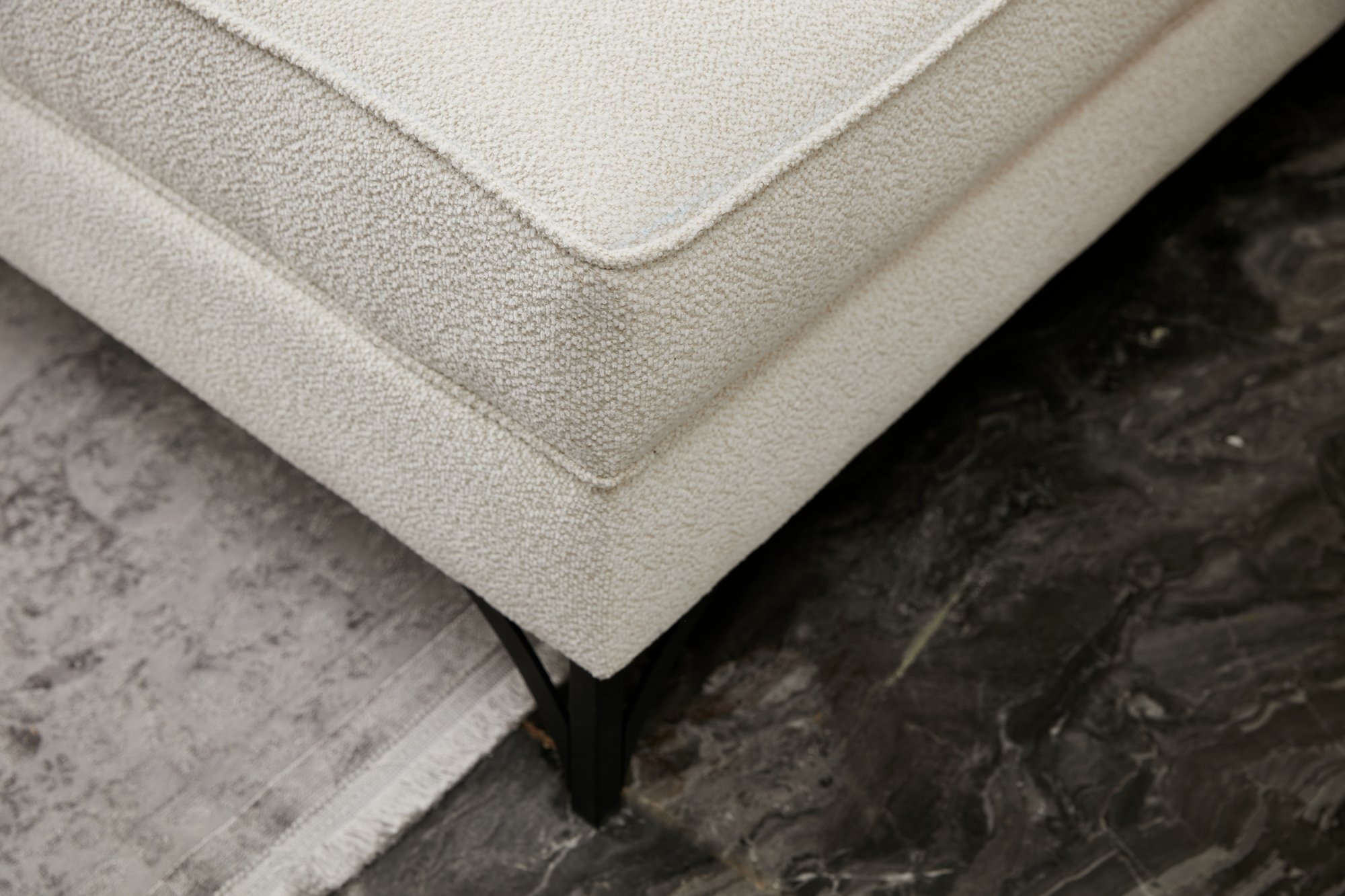 Lima Sofa Chaise Longue Left Cream with golden legs