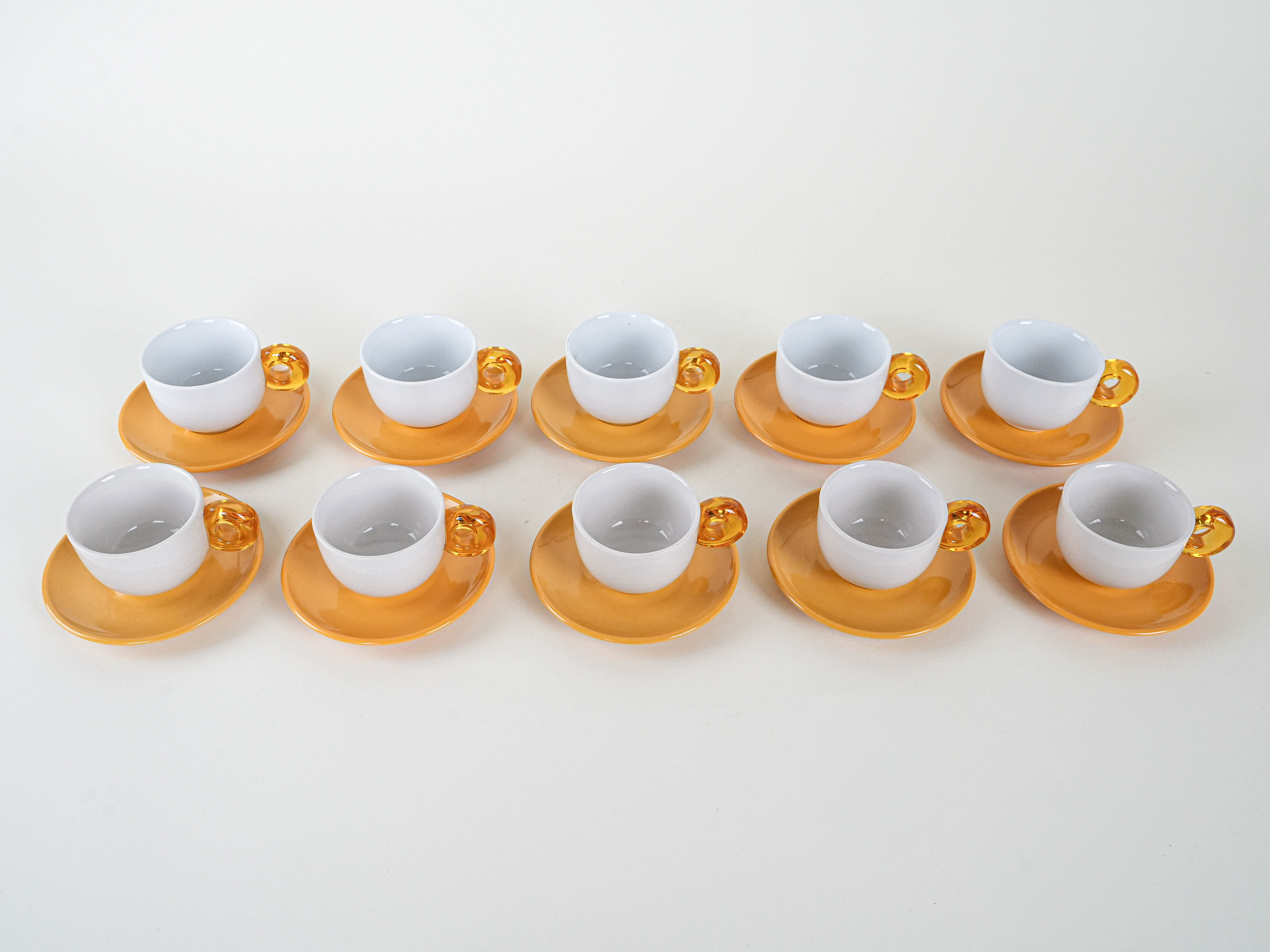 Porcelain cup set Gold White 1970s