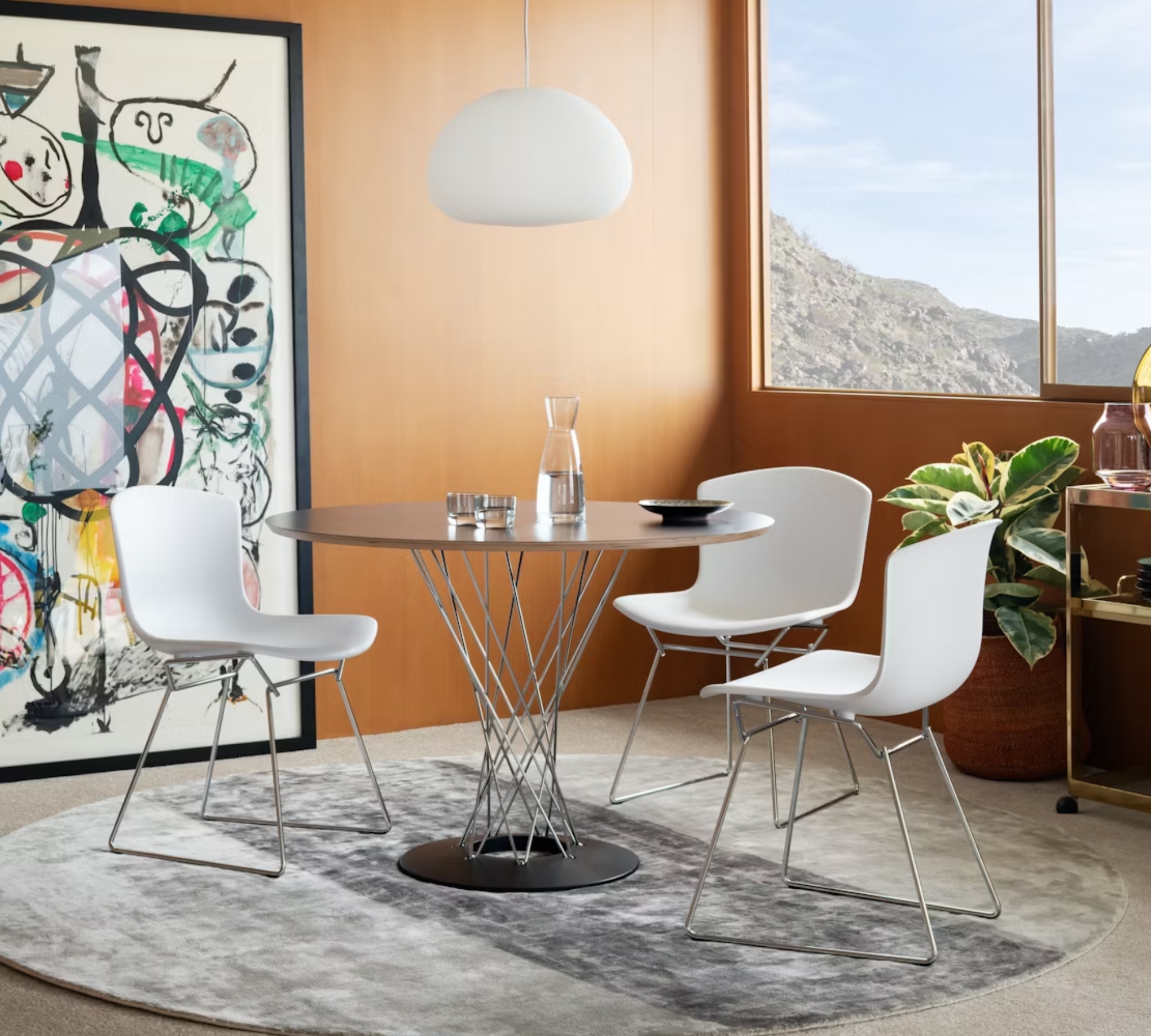 Bertoia Stuhl Chrom Blau