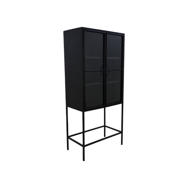 Manhattan Schrank Metall Glas Schwarz