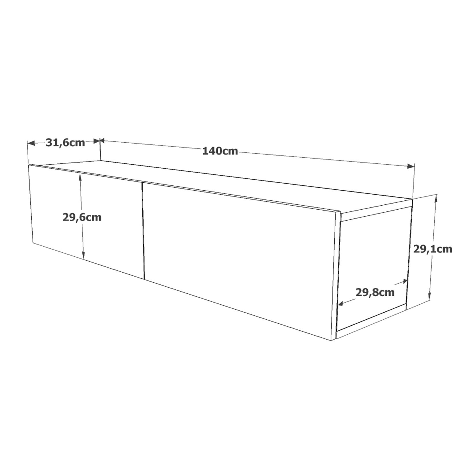 Split Wandregal Mehrfarbig 140cm