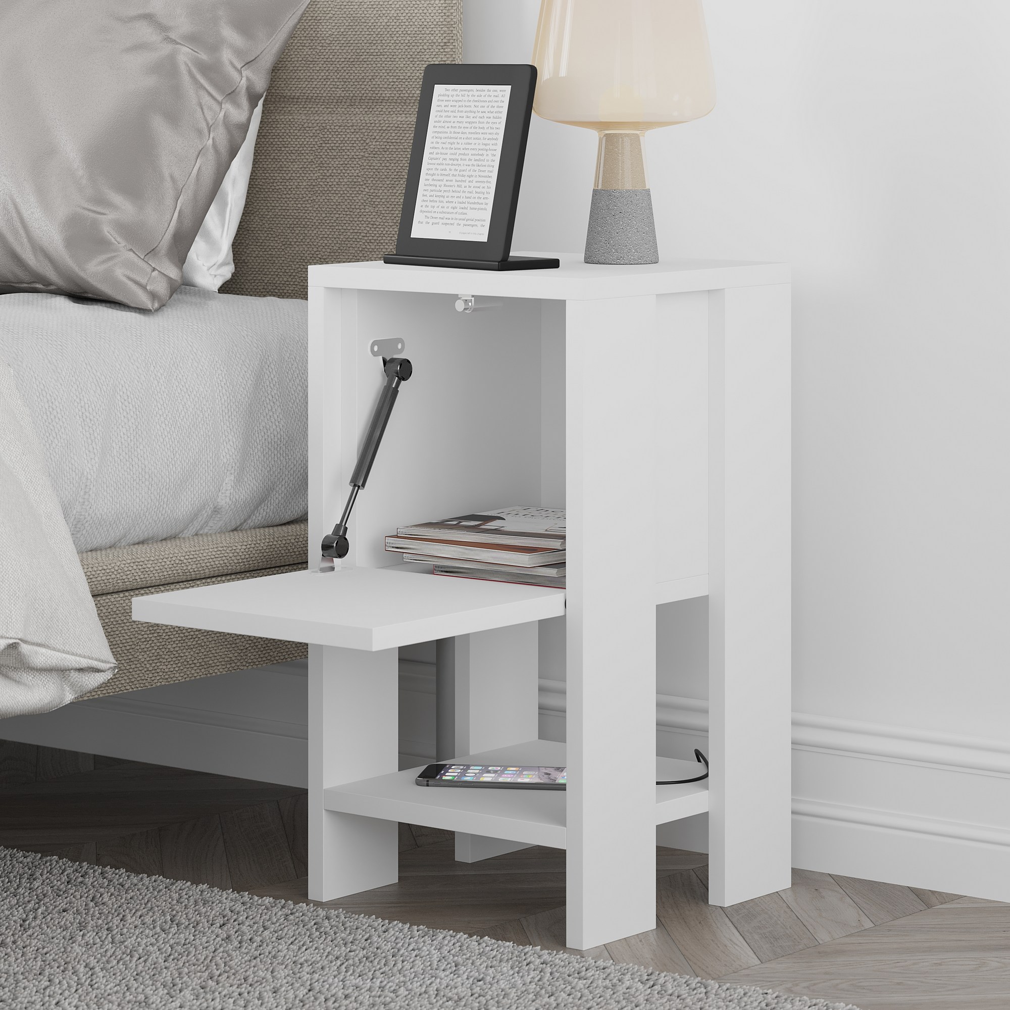 Ema Bedside Table White