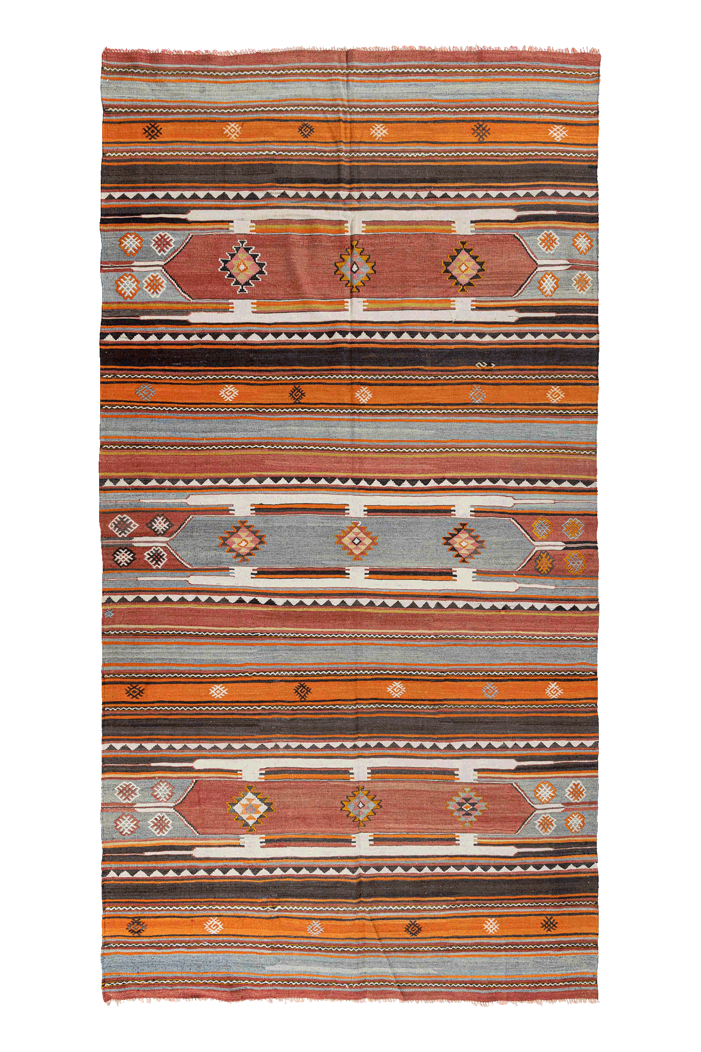 Vintage Kilim Teppich Wolle Mehrfarbig