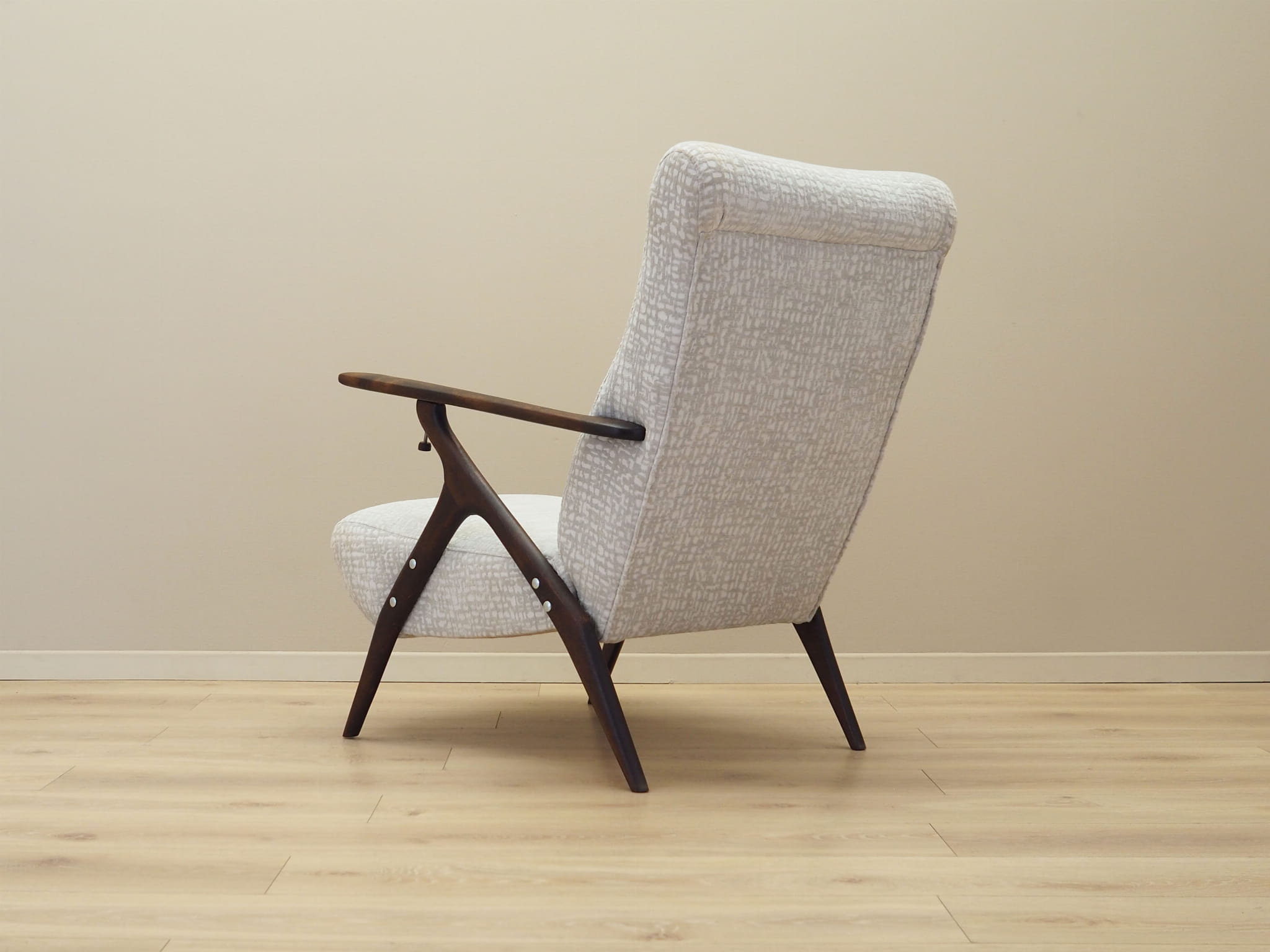 Vintage armchair beech wood textile white 1970s