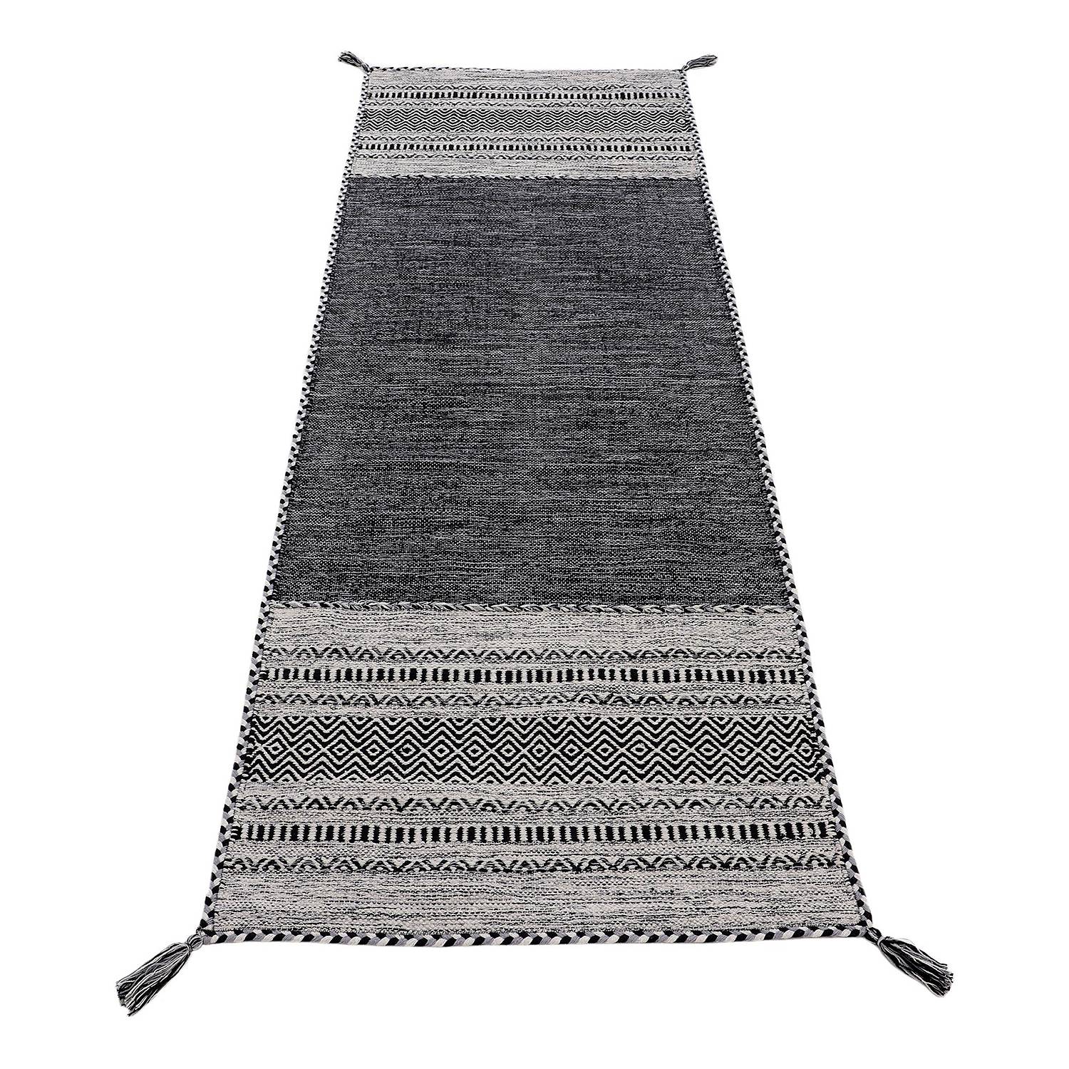 Läufer Kelim Azizi Baumwolle Schwarz 60 x 180 cm