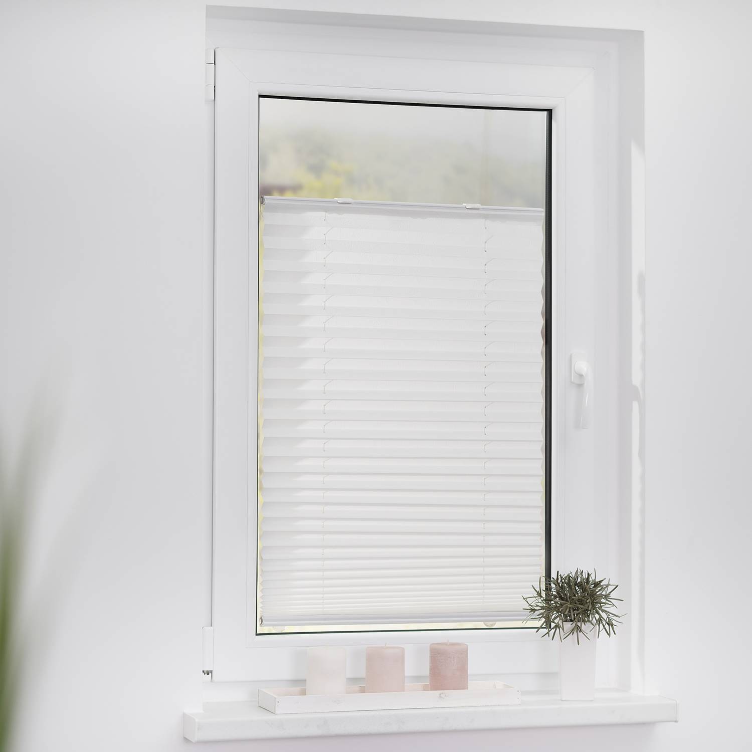 Plissee Haftfix Webstoff Weiß 60 x 130 cm