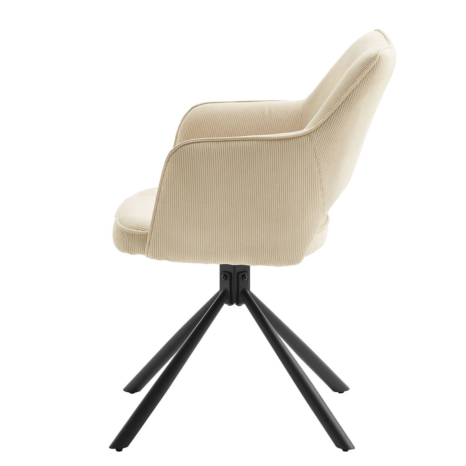 Drehbarer Armlehnenstuhl Tasera Cord Metall Beige Schwarz