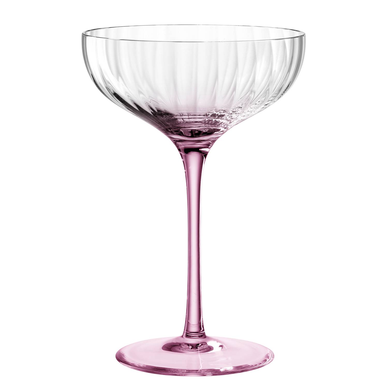 Champagne Coupe Poesia Set of 6 Crystal Glass Pink