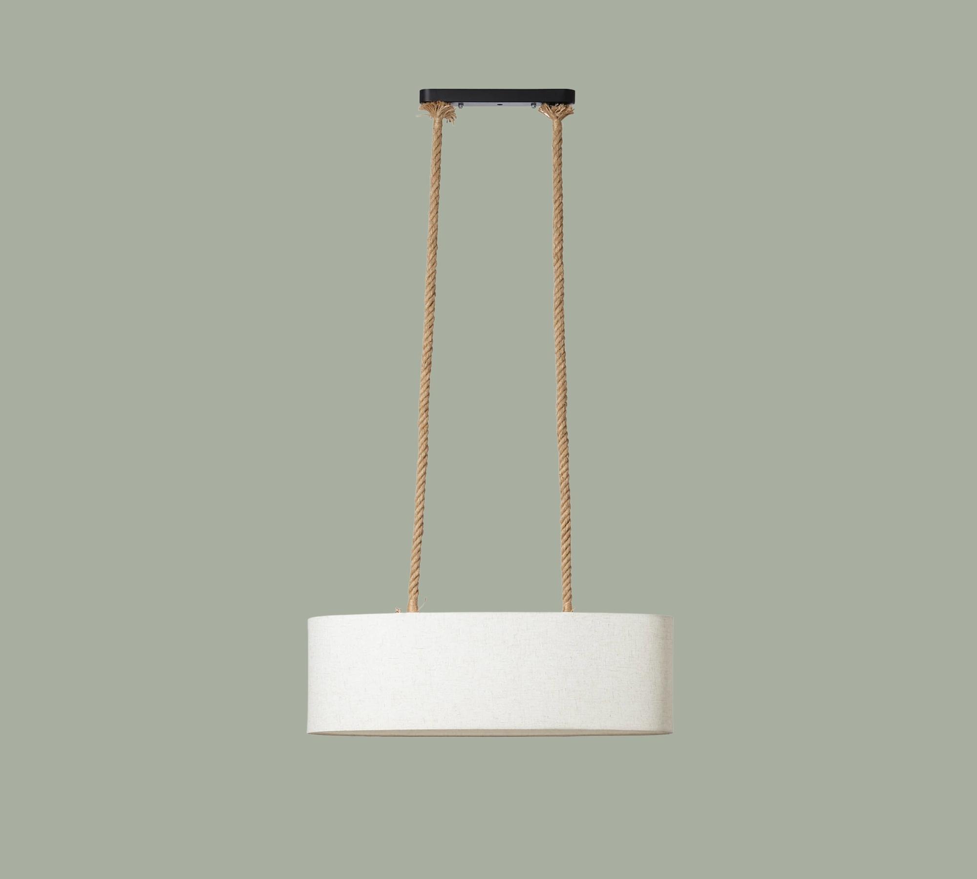 2-flame pendant lamp hanging on ropes White