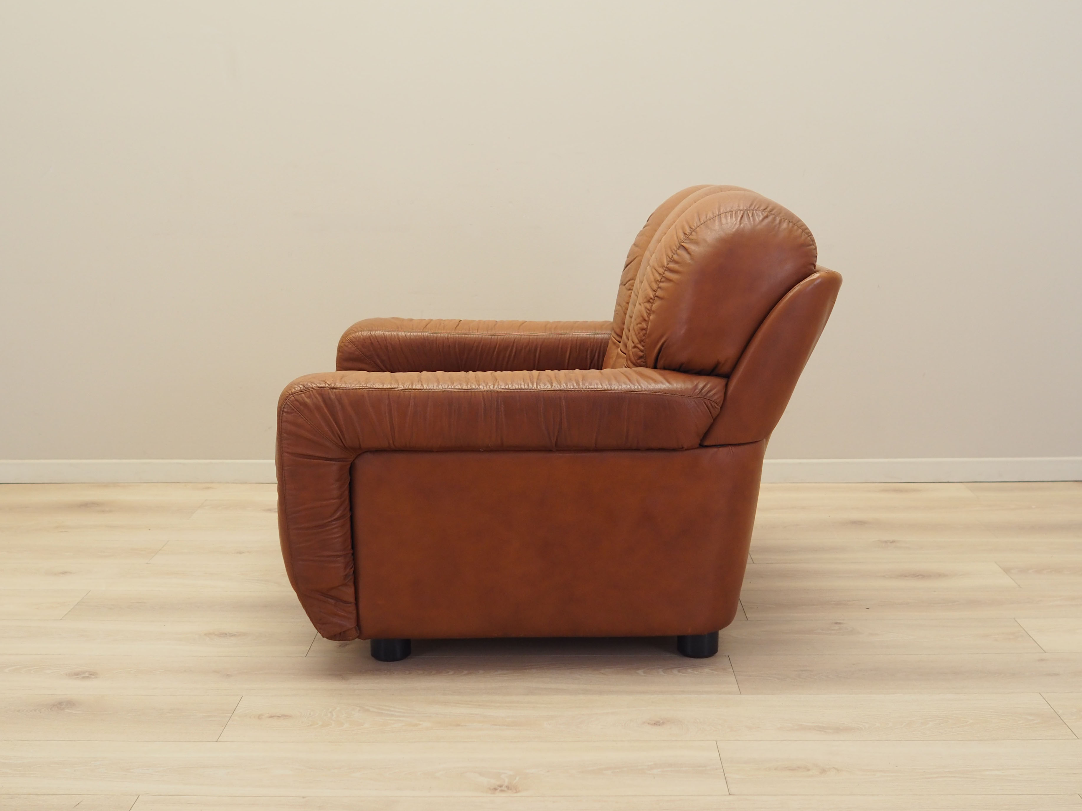 Sessel Leder Braun 1970er Jahre