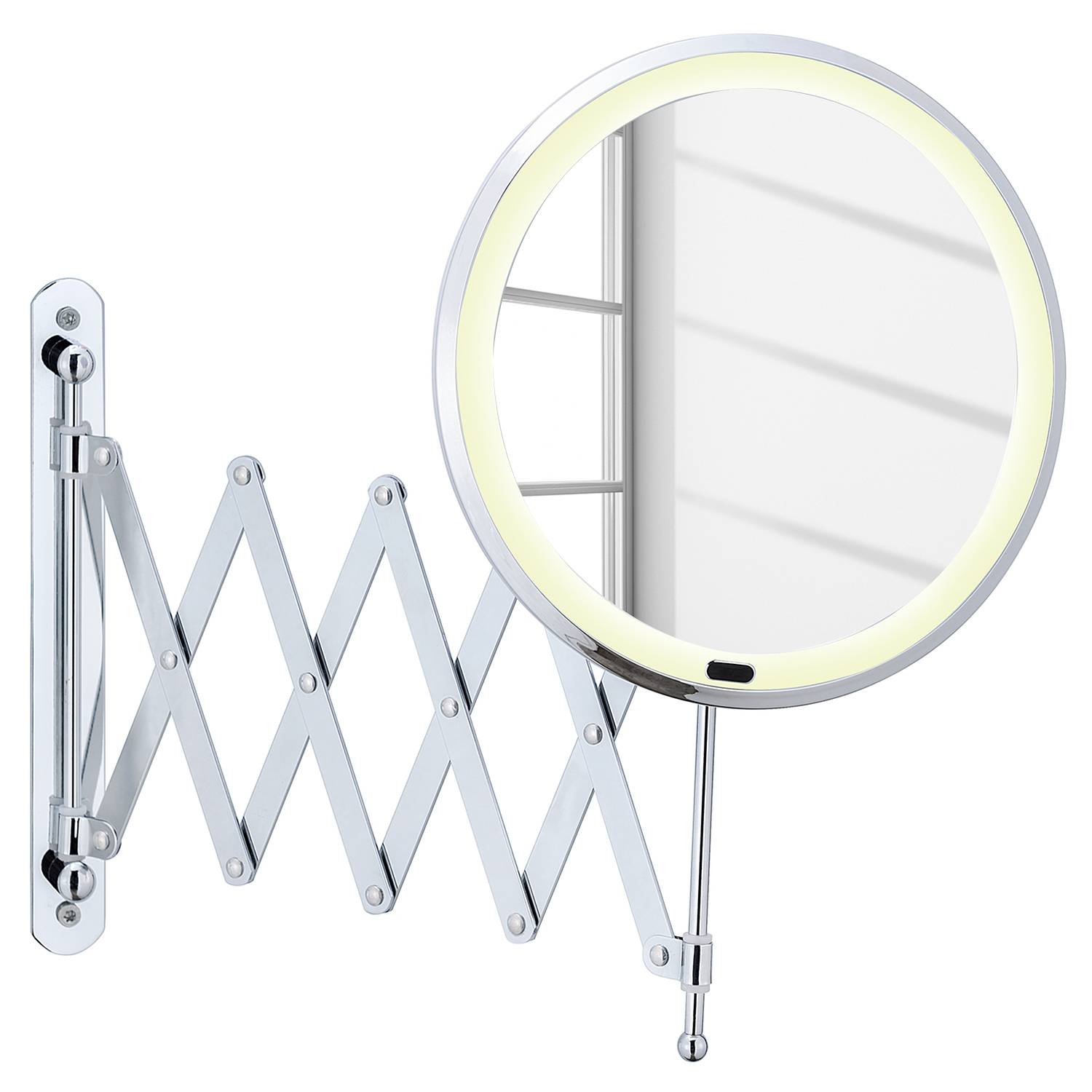 LED Telescopic Wall Mirror Barona Metal Mirror Glass Chrome