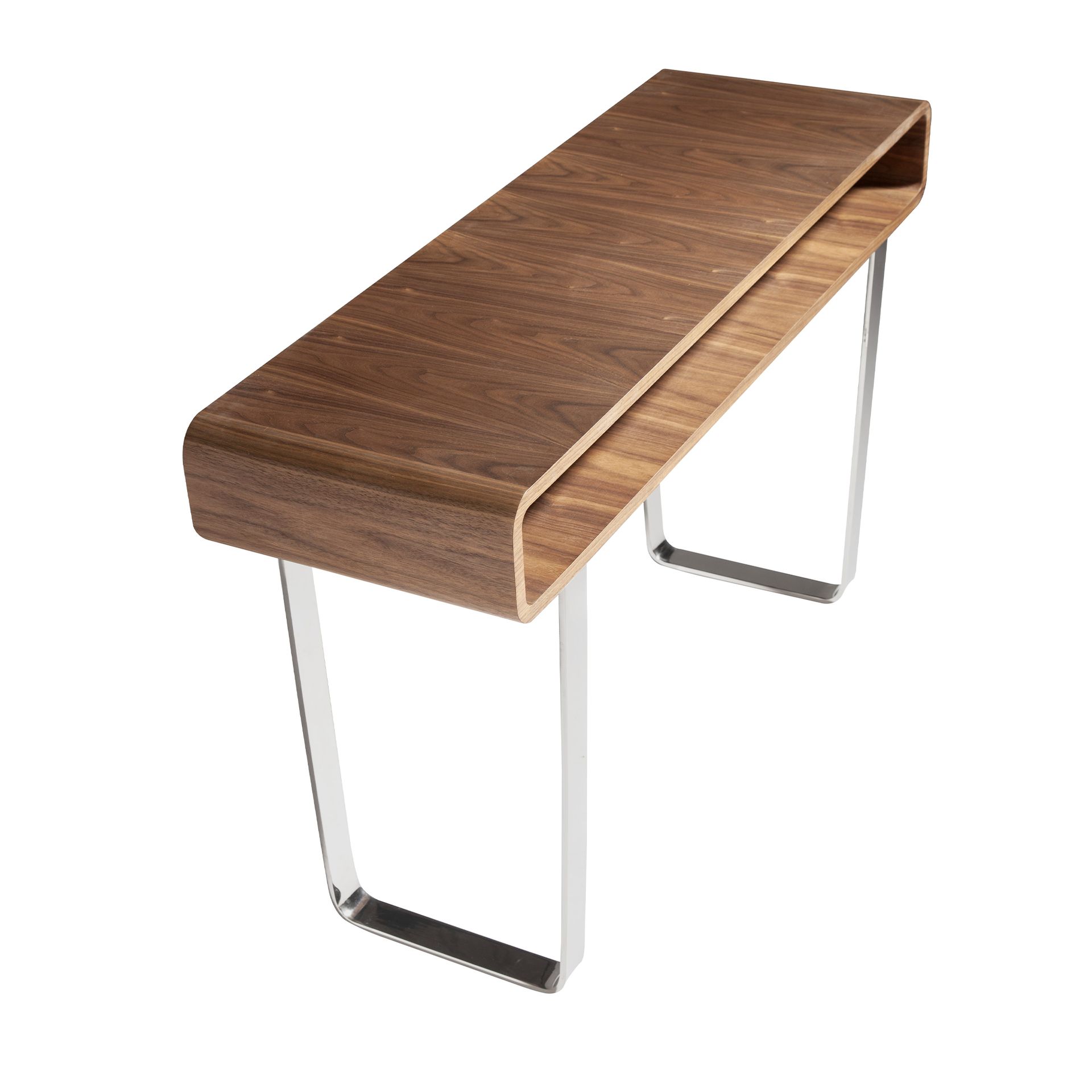 Rectangular console table wood veneer steel