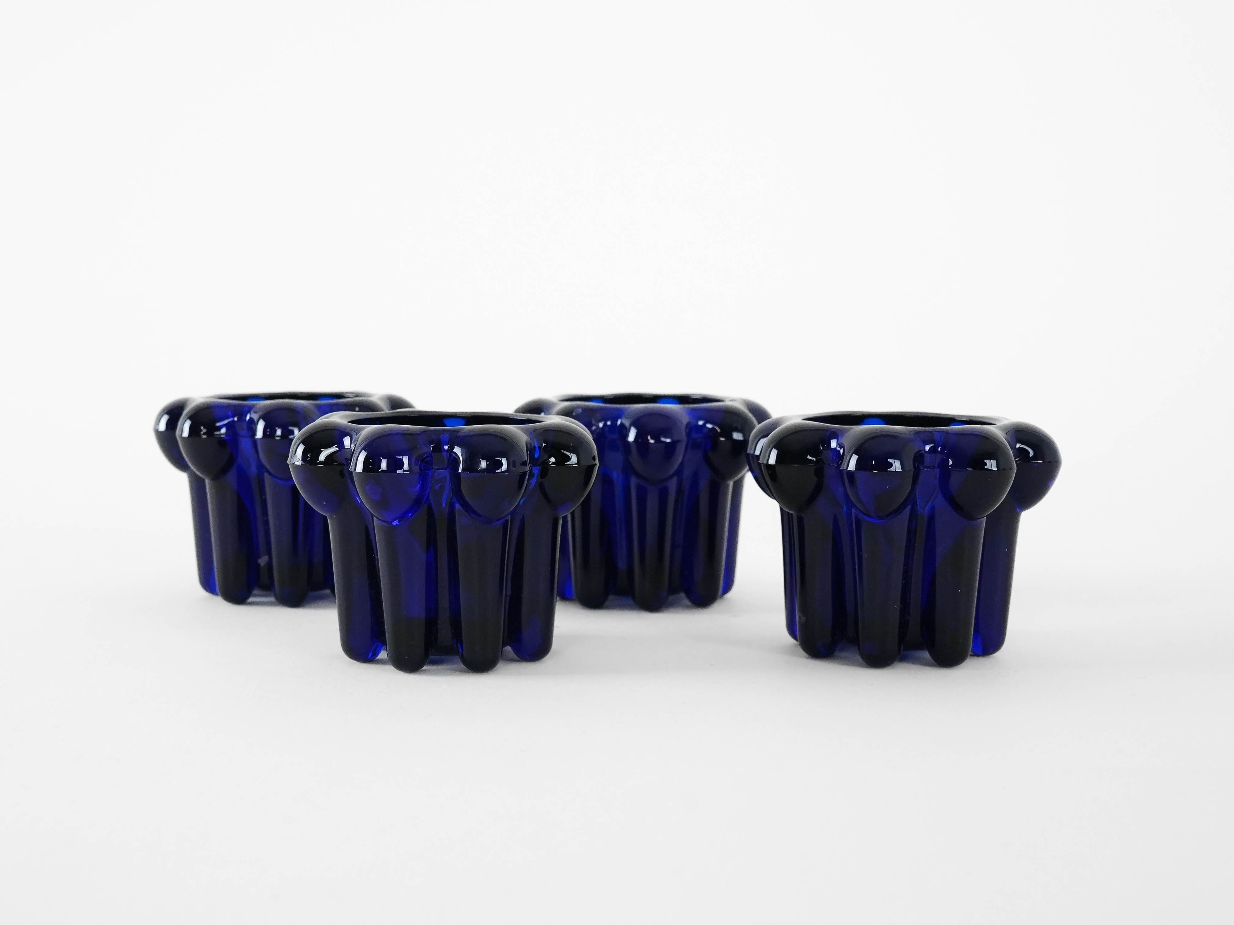 4x Candle Holder Set Cobalt Blue
1970s