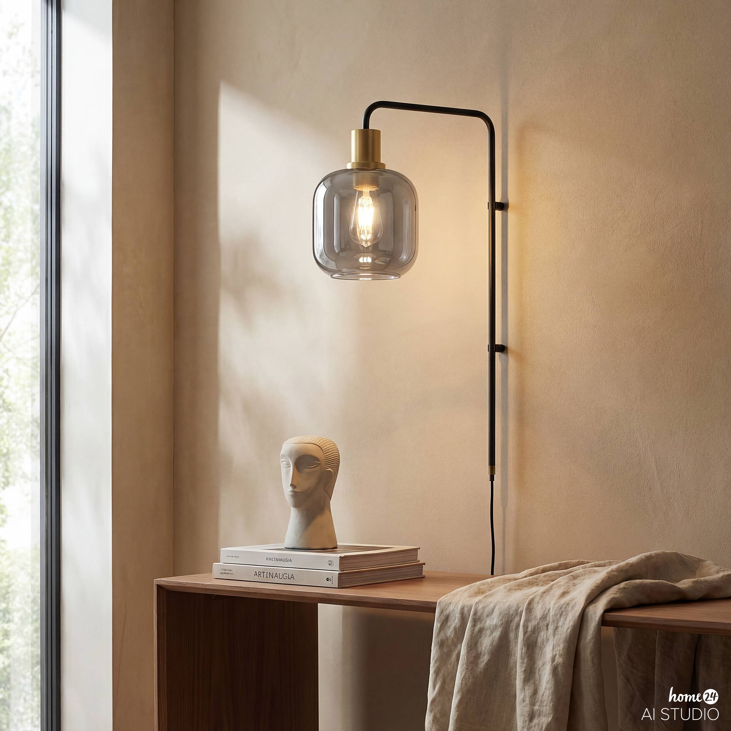 1-Flammig Mome Wandleuchte Rauchglas Eisen