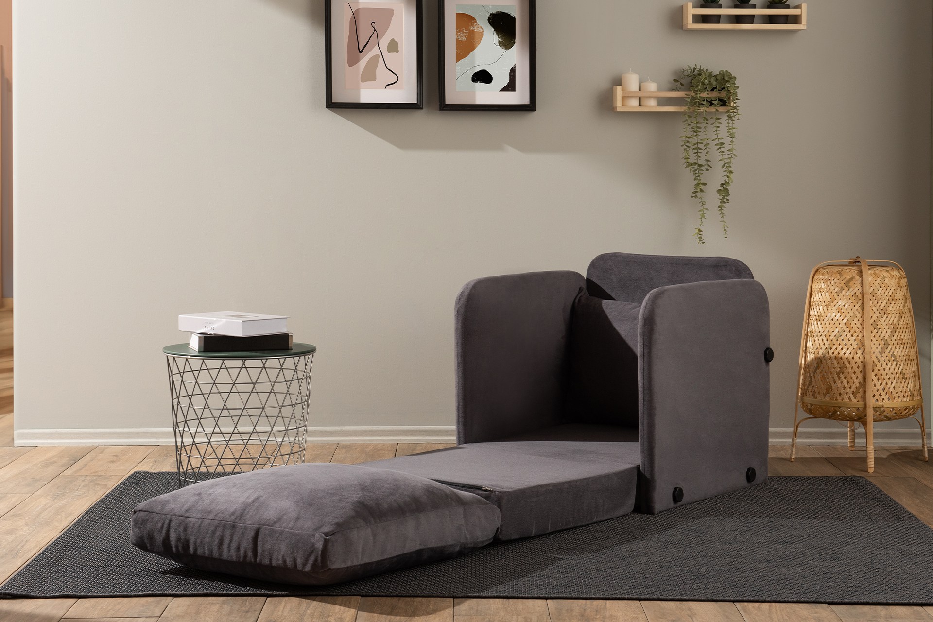 Saga Schlafsofa 1-Sitzer Grau