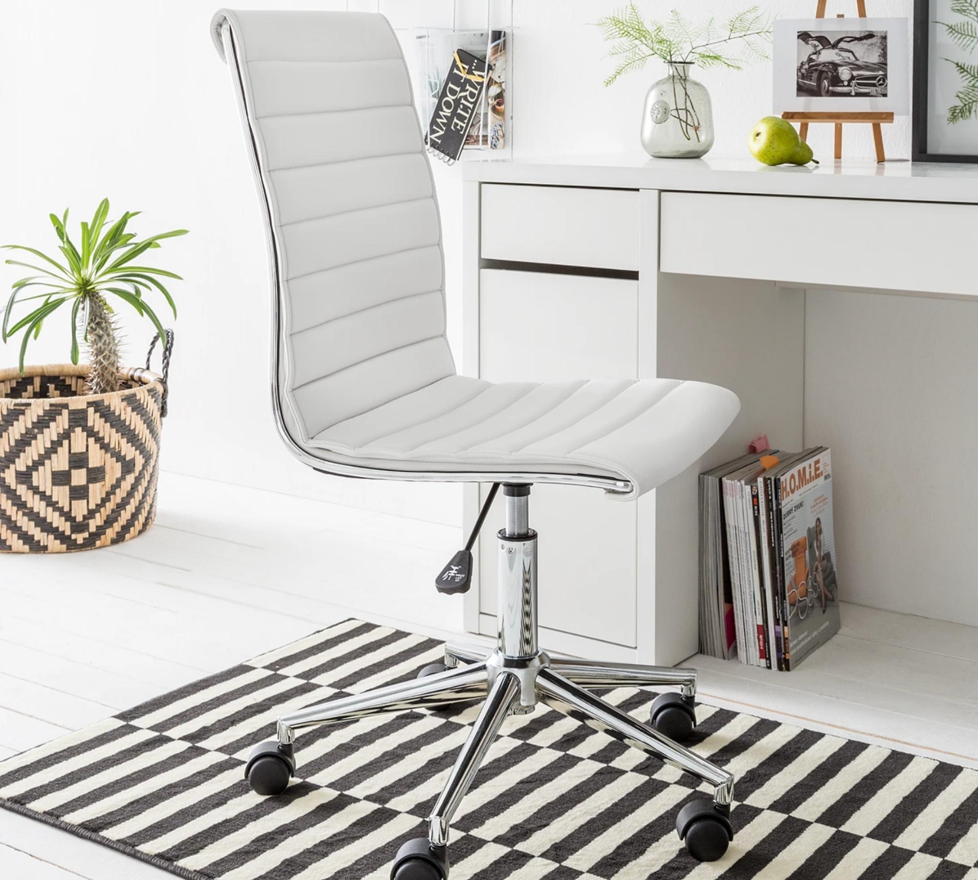 Office swivel chair Vegan leather White