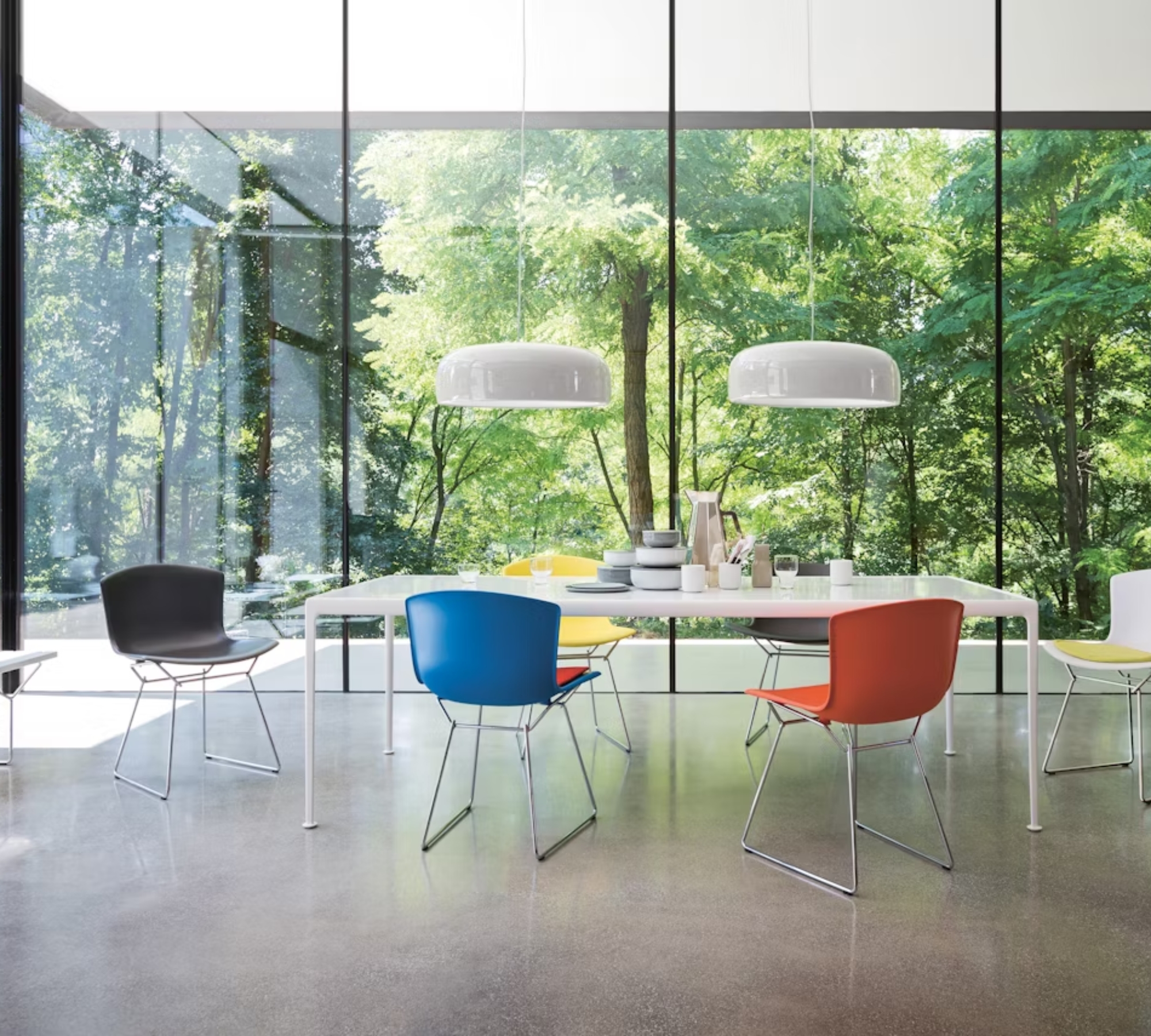 Bertoia Stuhl Chrom Blau