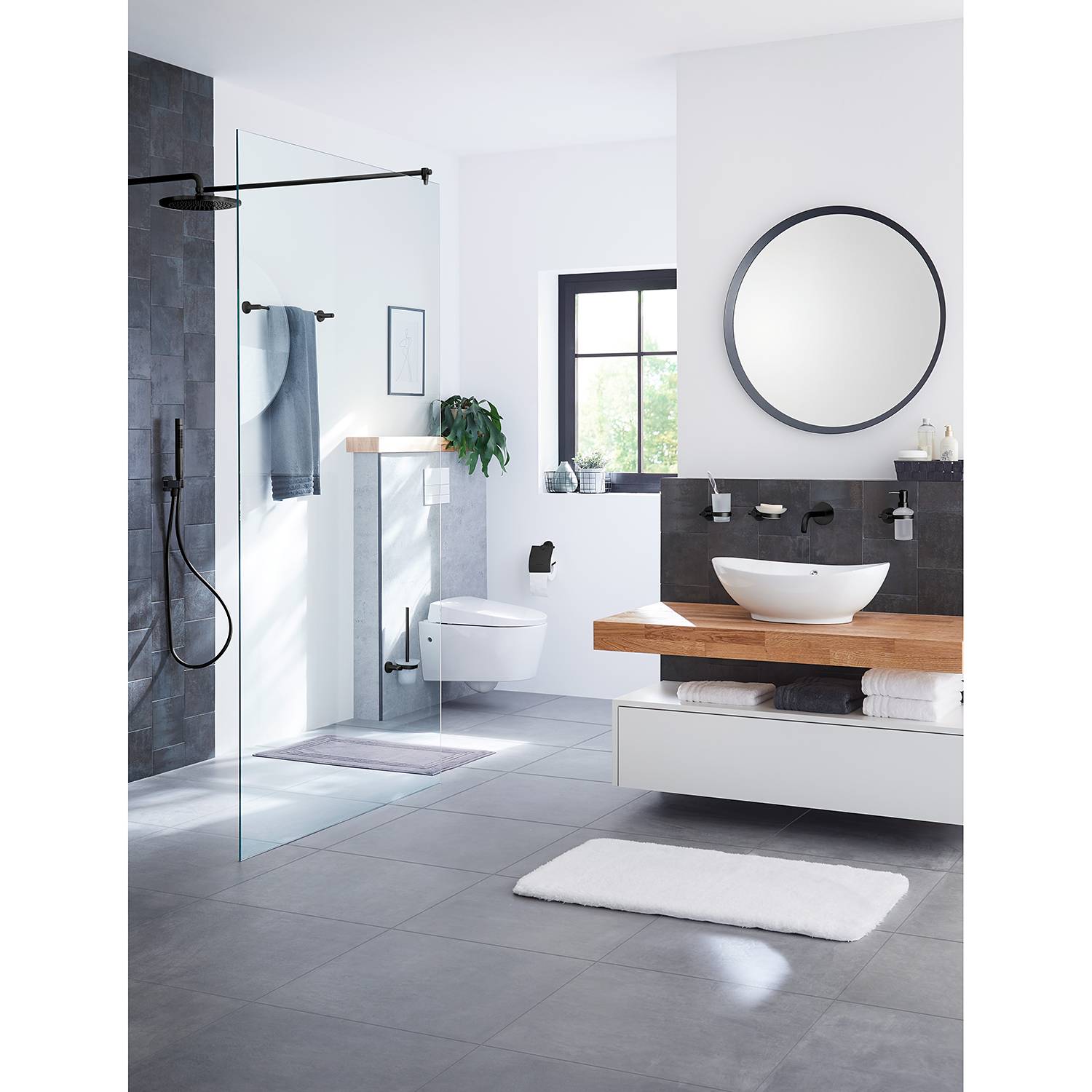 Rollenhalter mit Deckel Apollo Nero Aluminium Schwarz