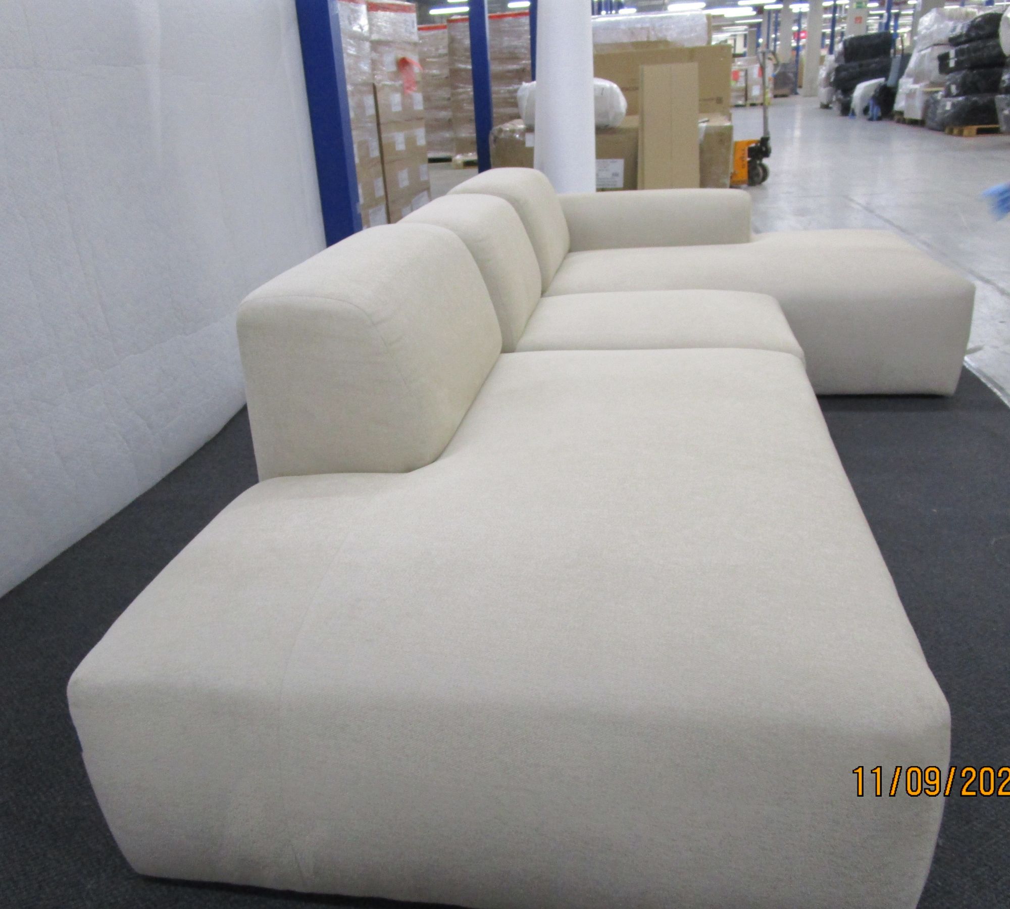 Pyllow Sofa Récamiere Rechts Webstoff Cremeweiß