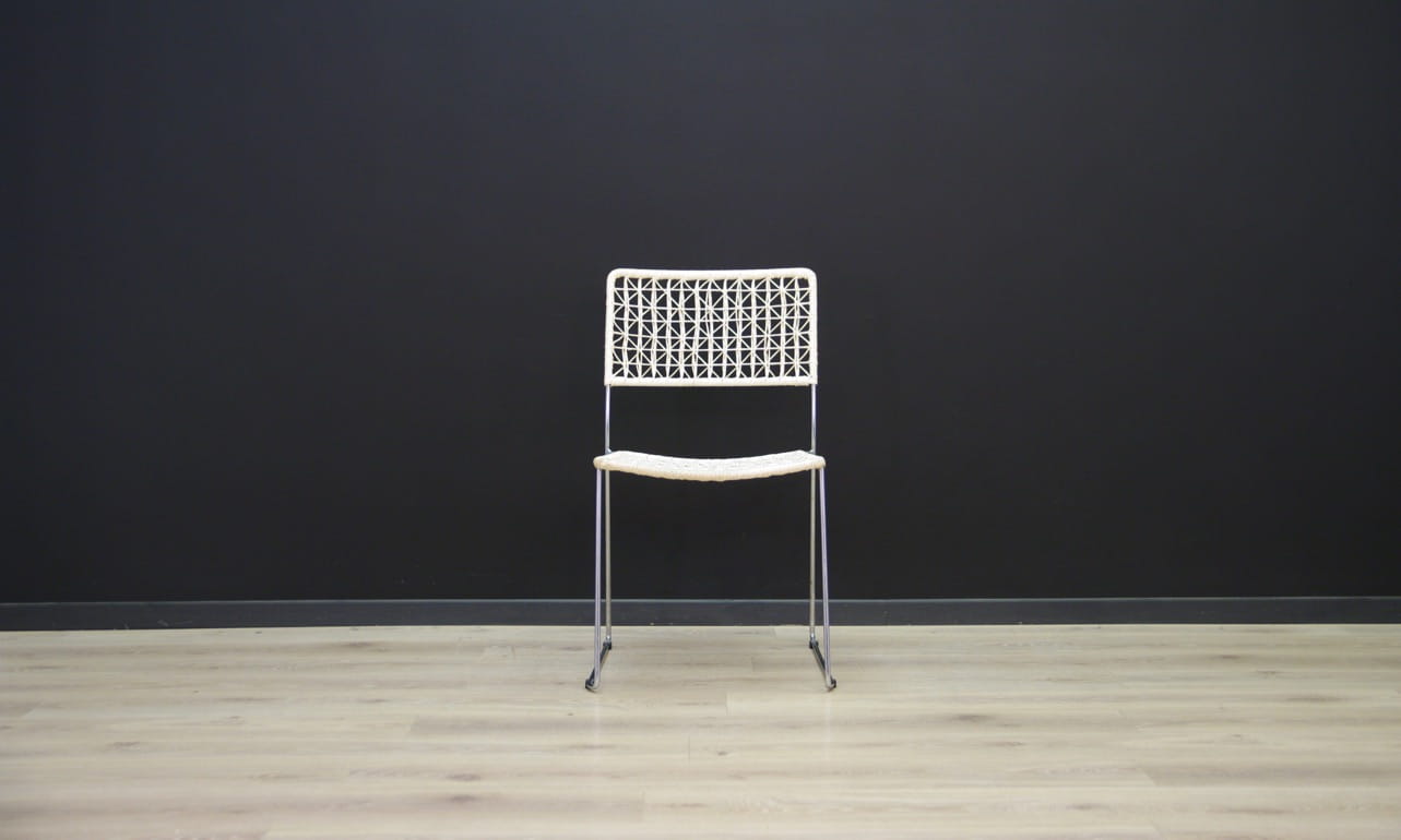 2x Vintage Stuhl Metall Weiß 1960er Jahre