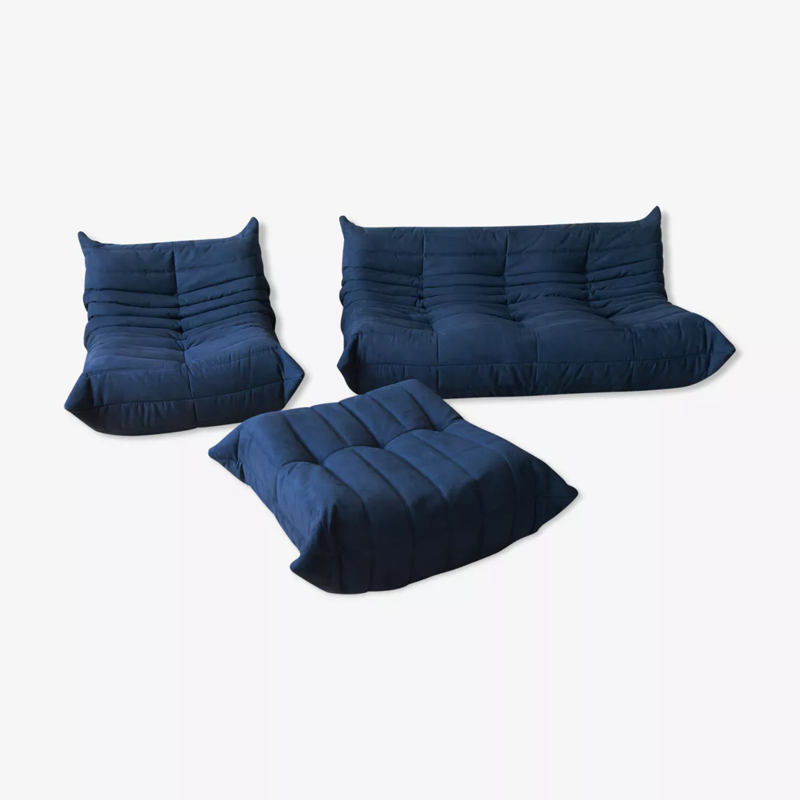 Togo Lounge Set 3-pc. Textile Navy Blue