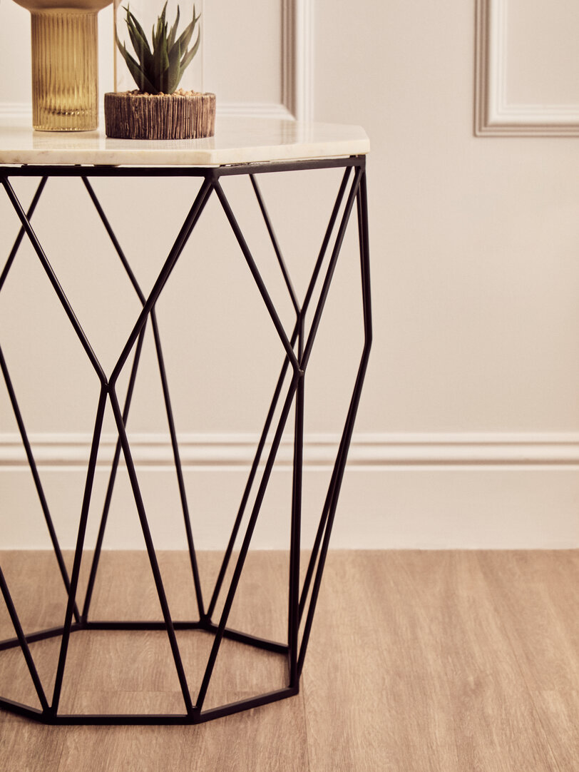 Shalimar Side Table Stainless Steel Marble 46cm