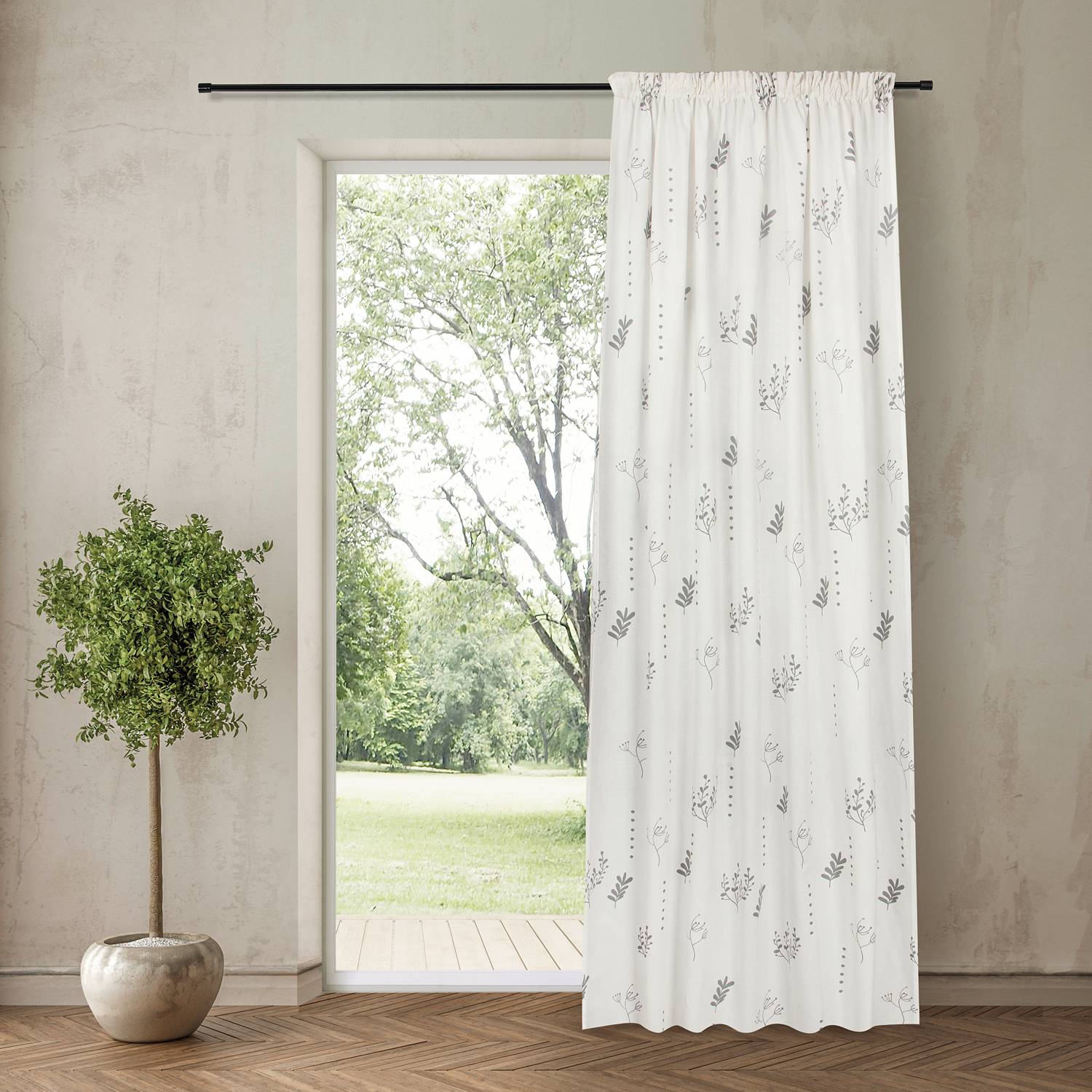 Fertigschal Annett Bio-Baumwolle Weiß / Grau Grau