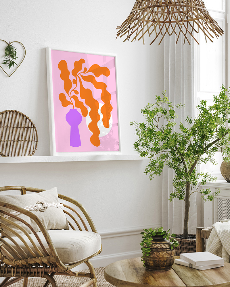 The Trendy Pot Art Print with Frame Multicolored
