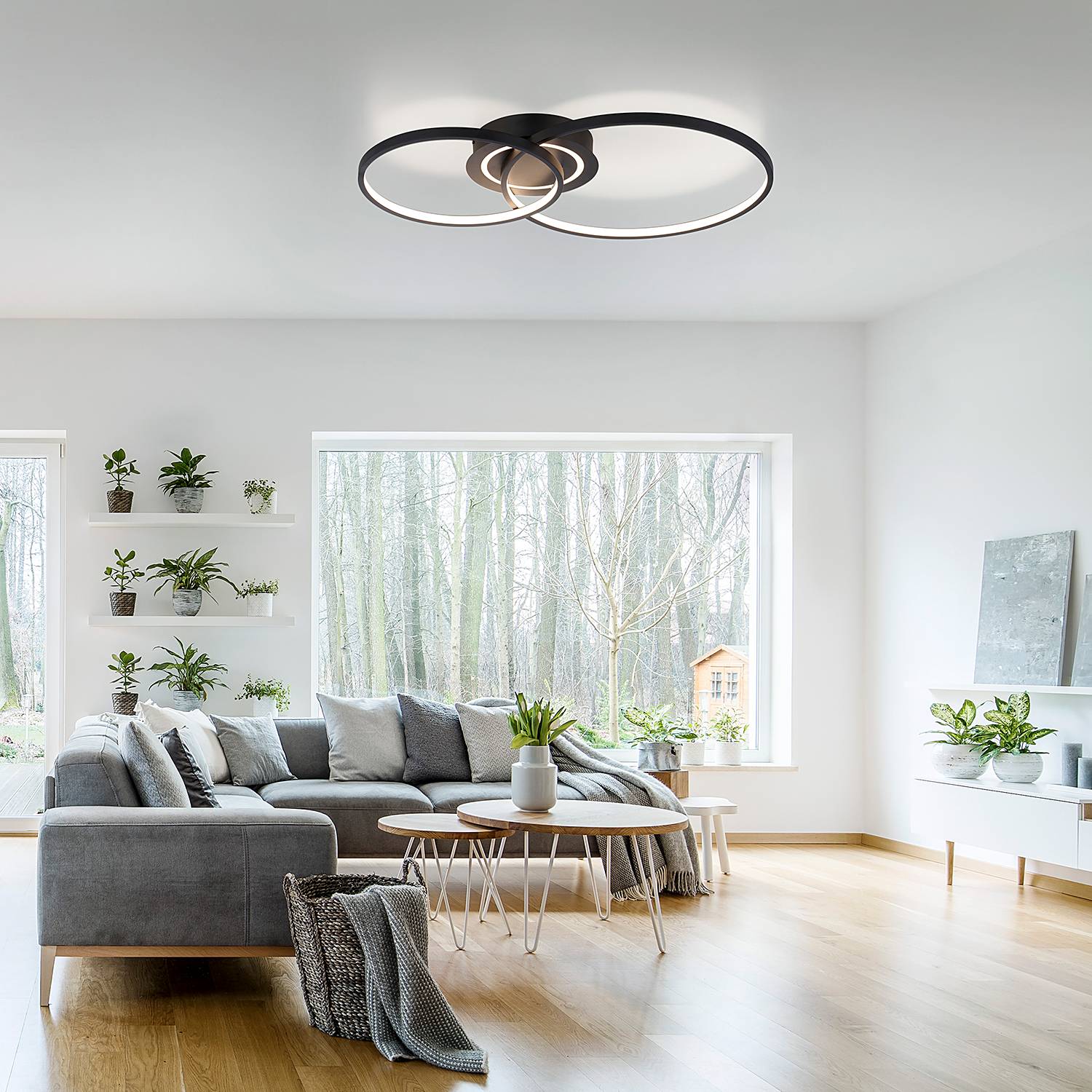 Asmina LED-Deckenleuchte 2-flammig Eisen Aluminium Schwarz