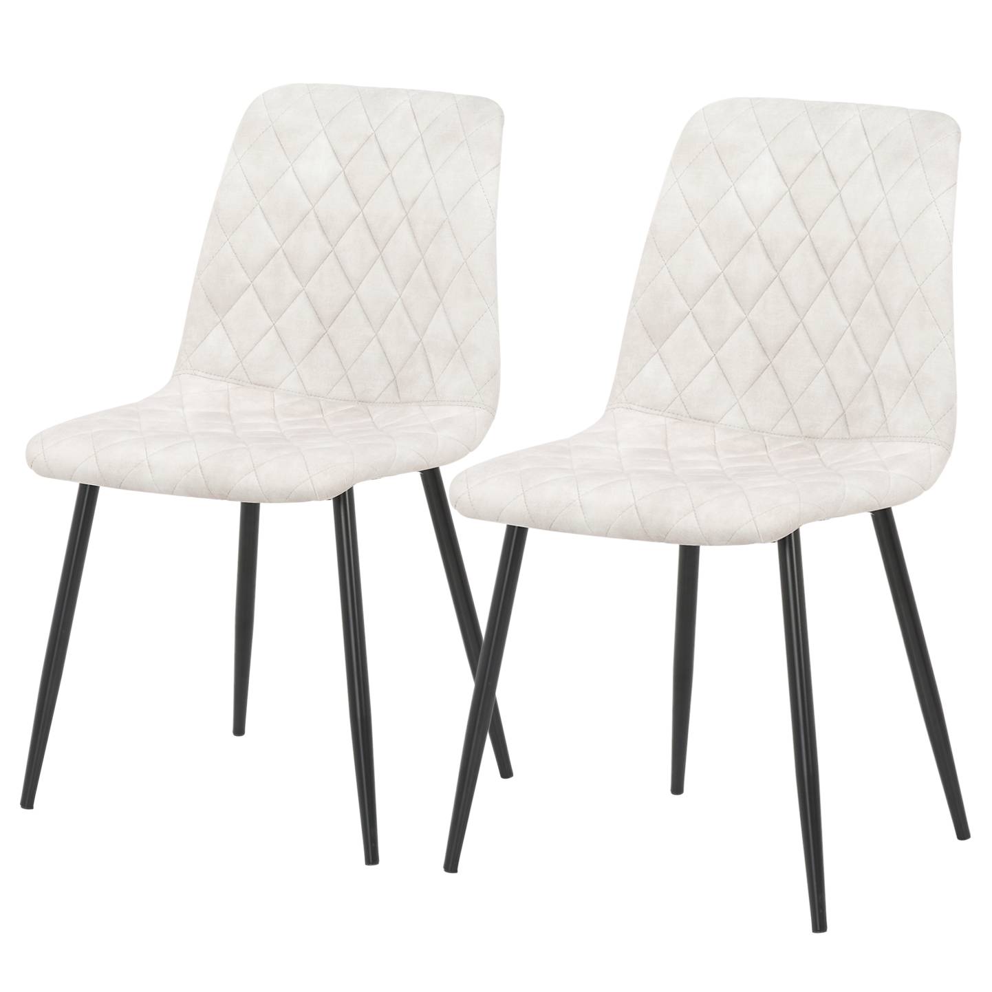 2x Polsterstuhl Trevo II Samt Stahl Creme Schwarz