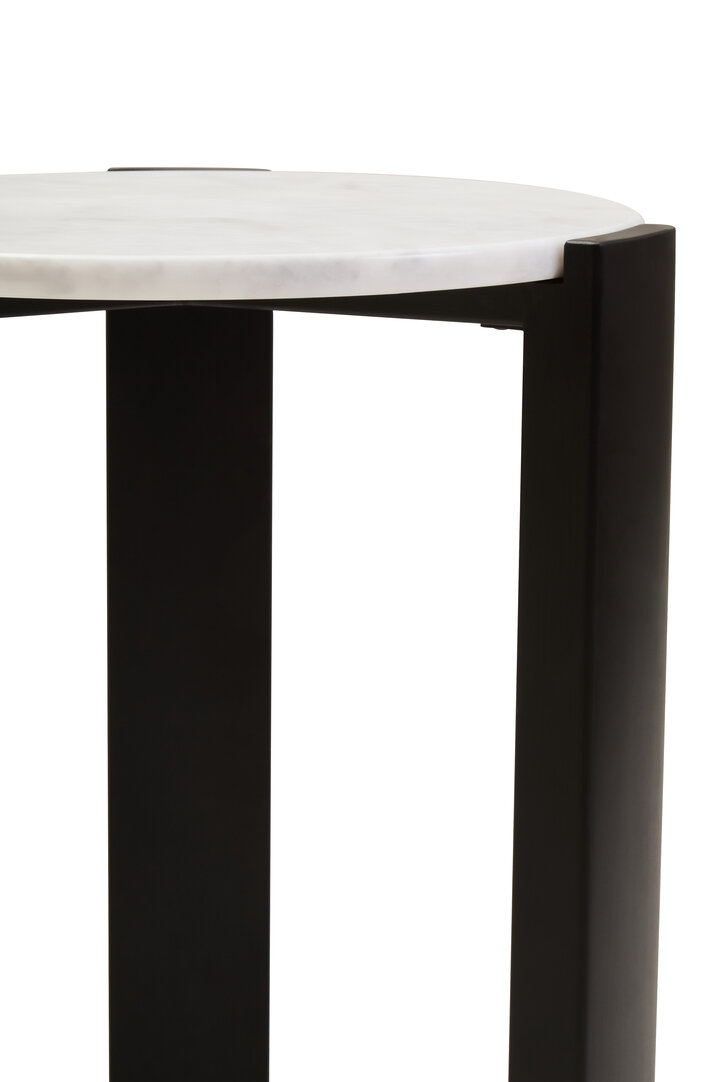 Palermo Runder Marmor Beistelltisch Naturholz