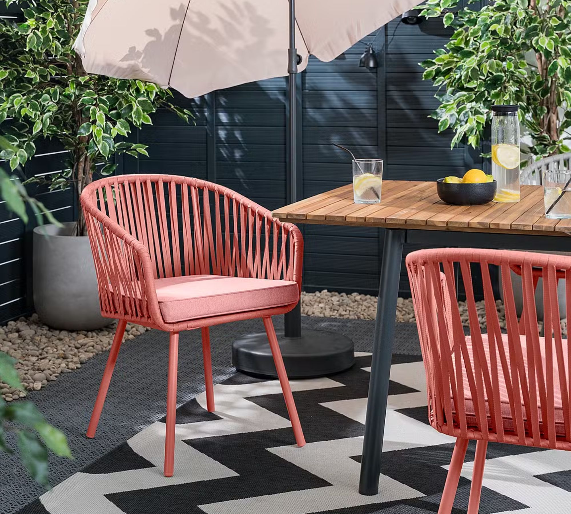 2x Noxi Gartenstuhl Stahl Polyester Flamingorosa