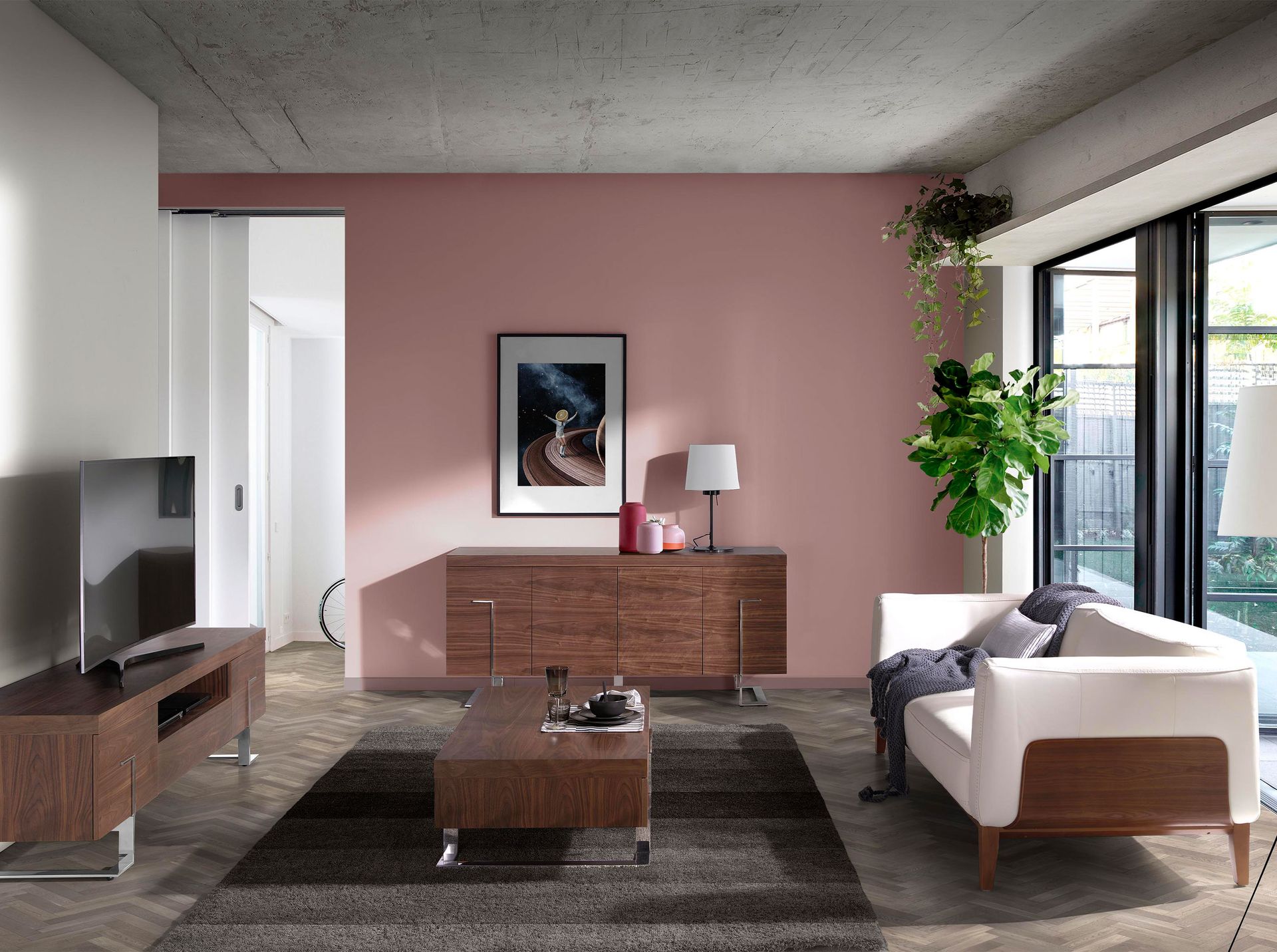 Eckiger Couchtisch Nussbaum Stahl