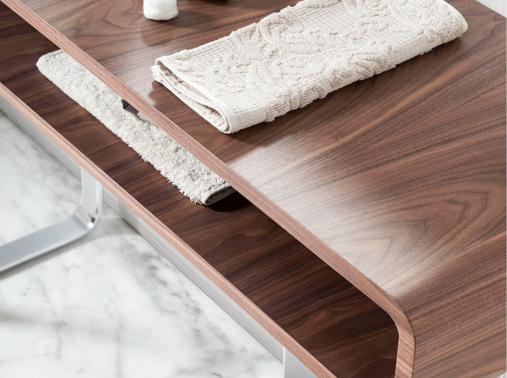 Rectangular console table wood veneer steel