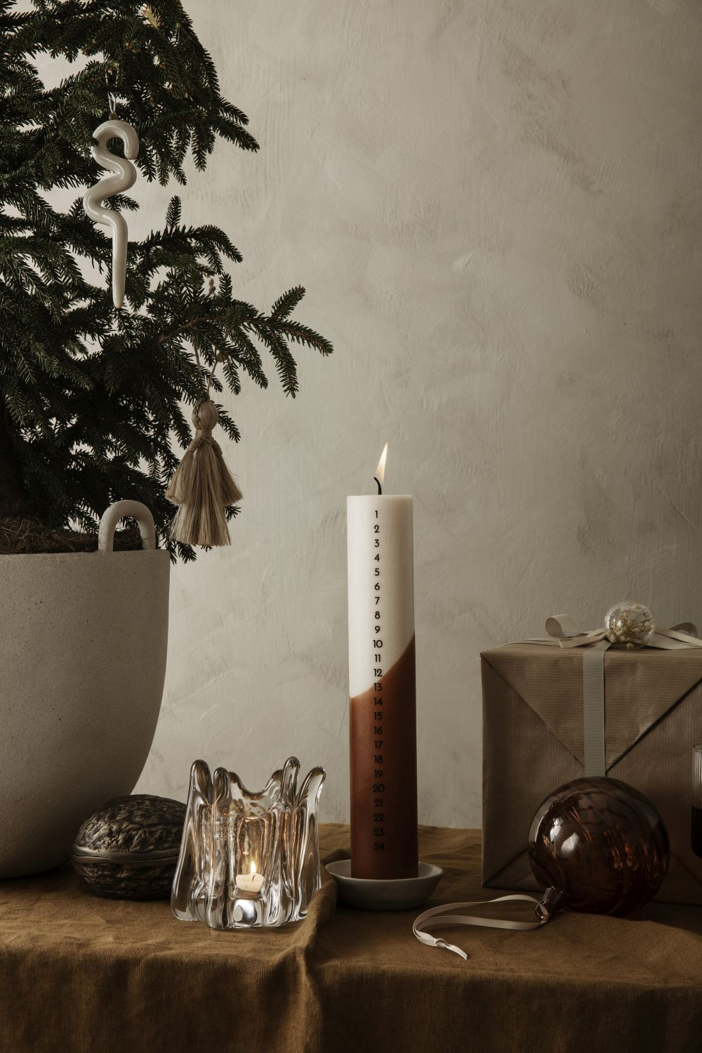 Adventskalender Kerze Gelb