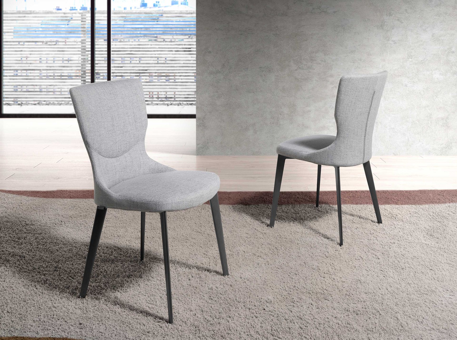 Sedia da pranzo in tessuto grigio