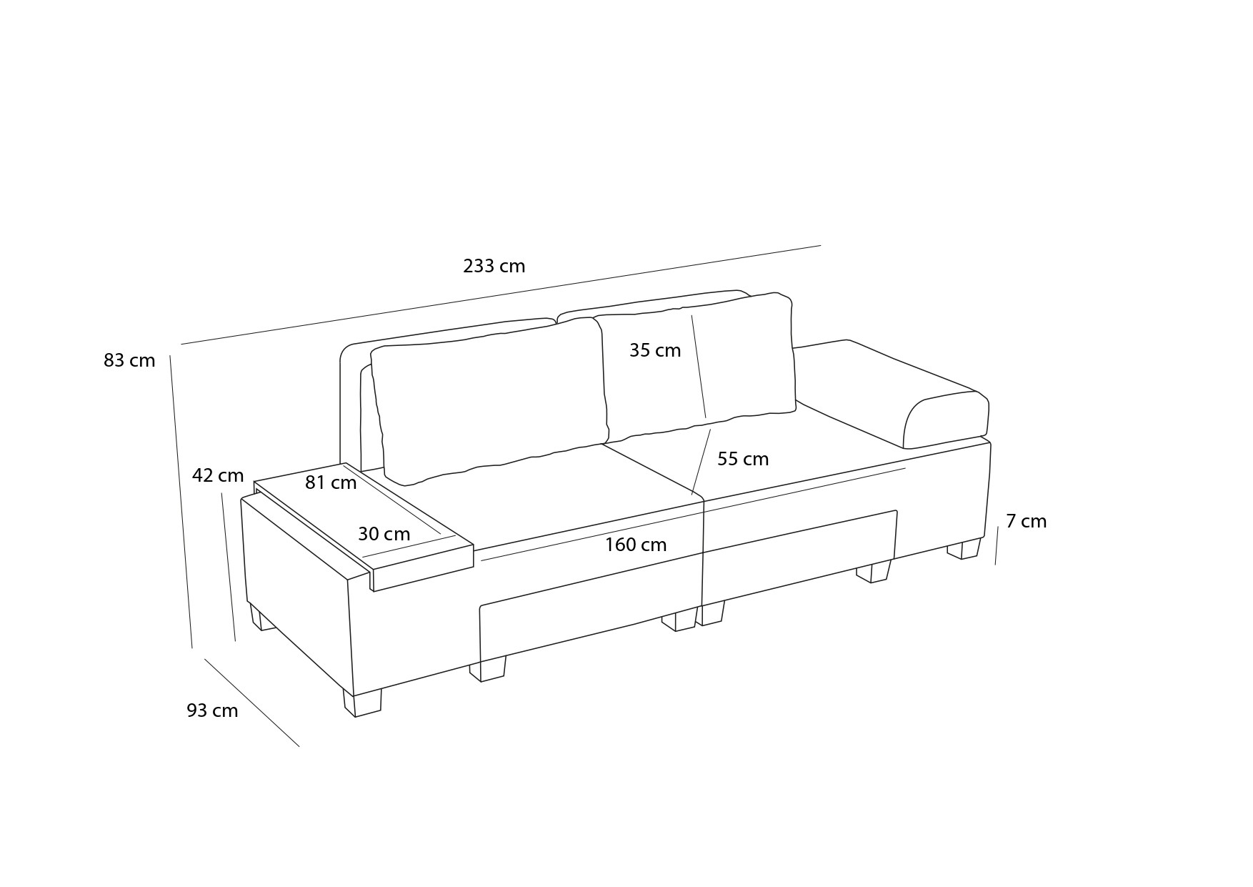 Perenna Sofa 3-Sitzer Leinen Grau