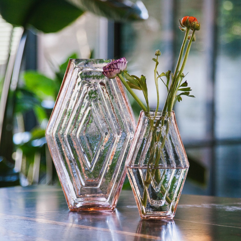 Infinite Hexagon Vase Glas Pink