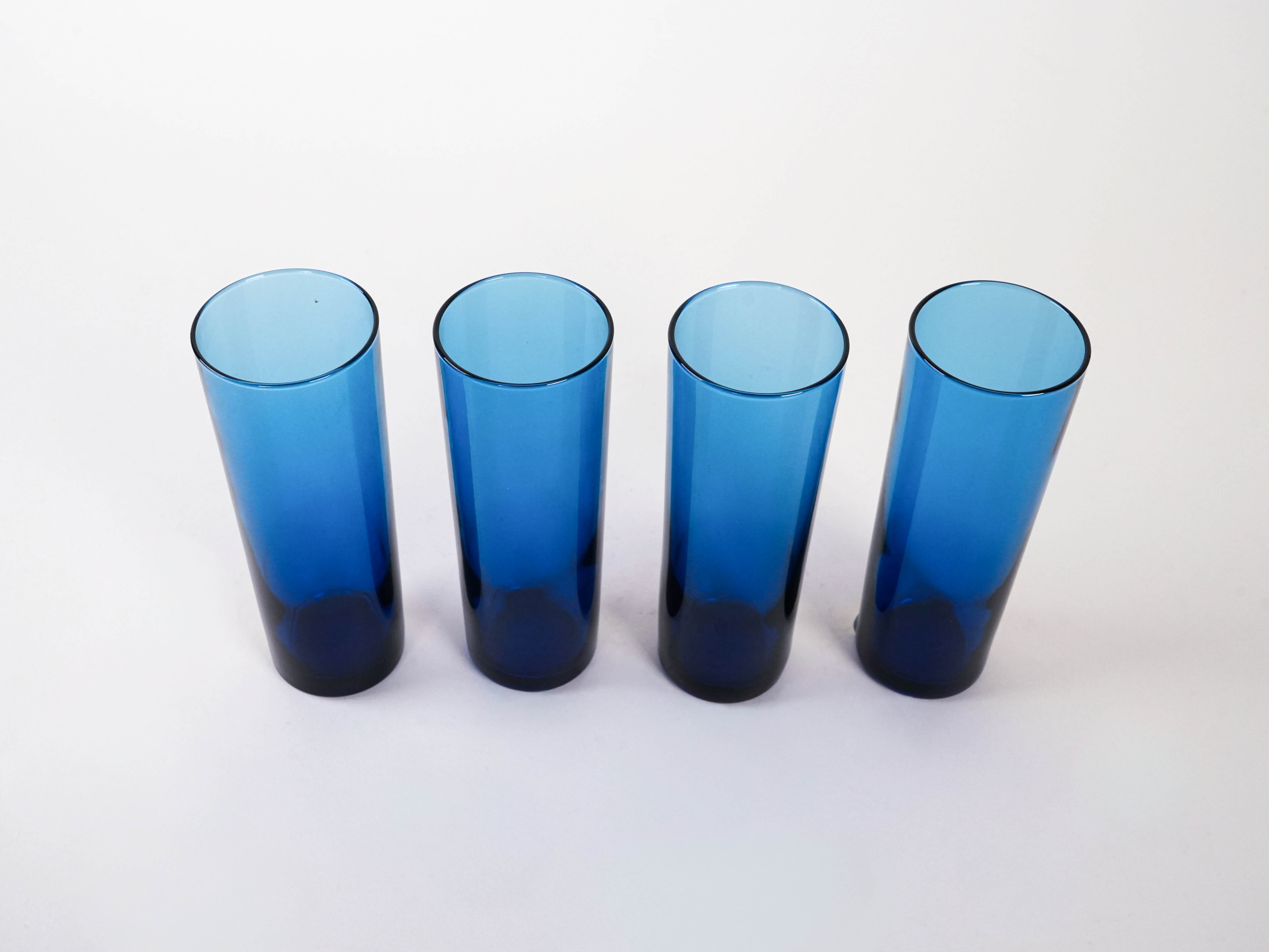 Glass set Cobalt blue 1970s