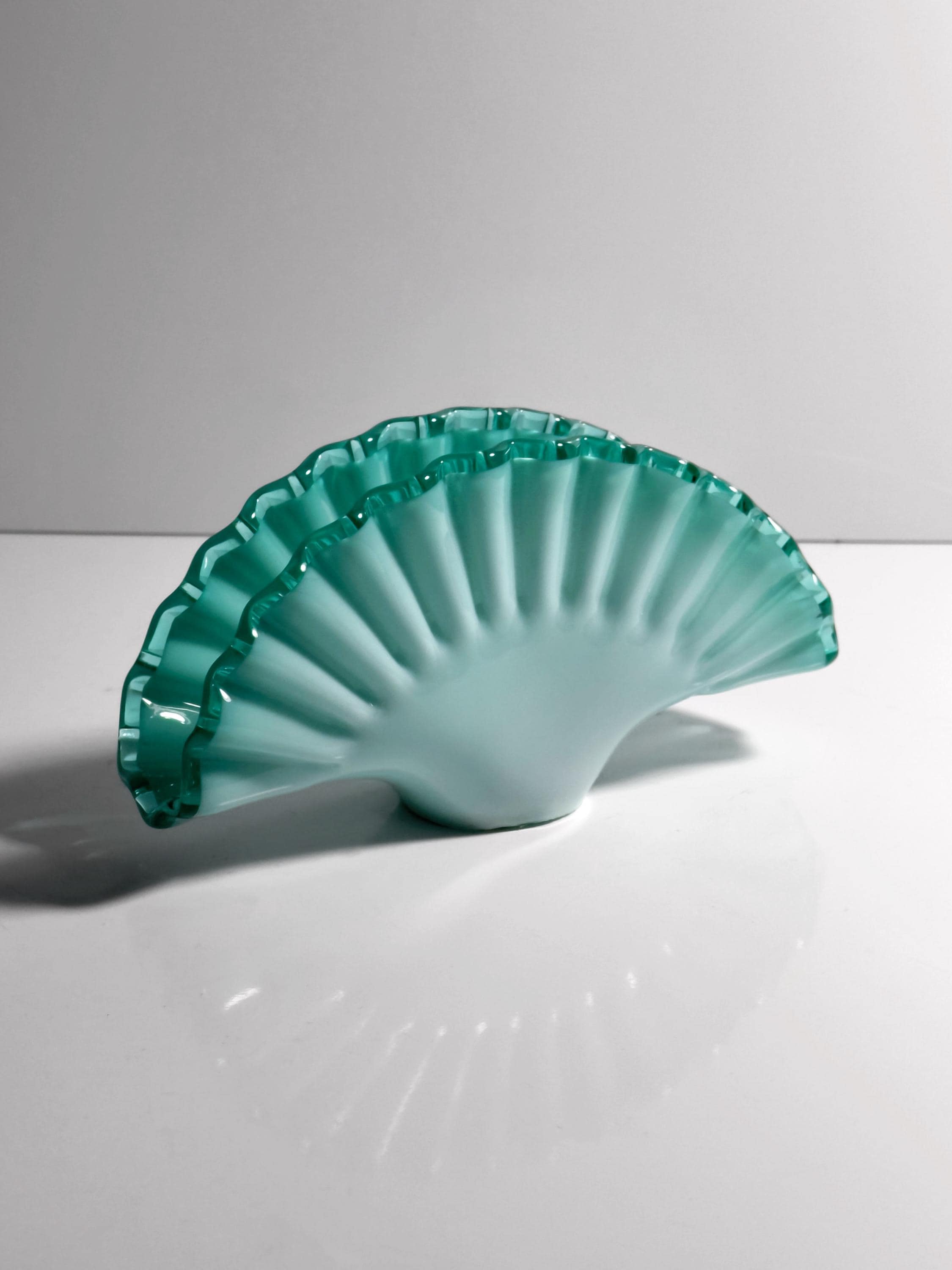 Vintage Napkin Holder Murano Glass Turquoise 80s