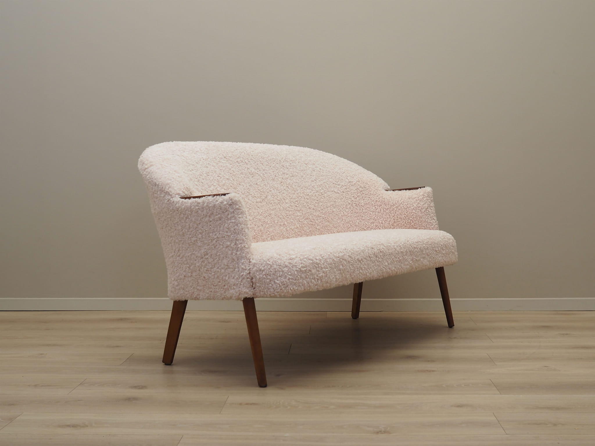 Vintage Sofa Fabric Wood Cream 1970s