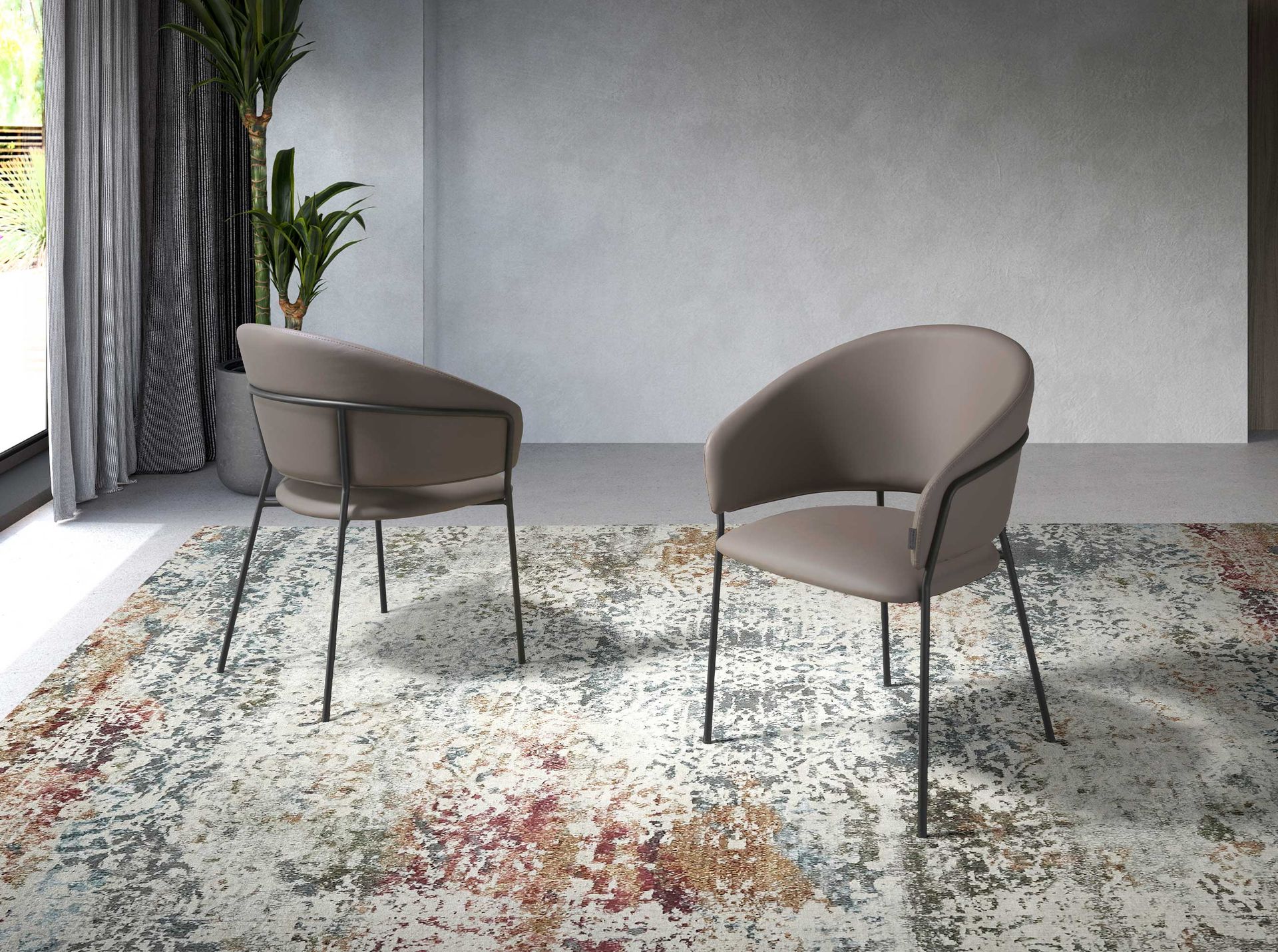 Dining chair Faux leather Brown