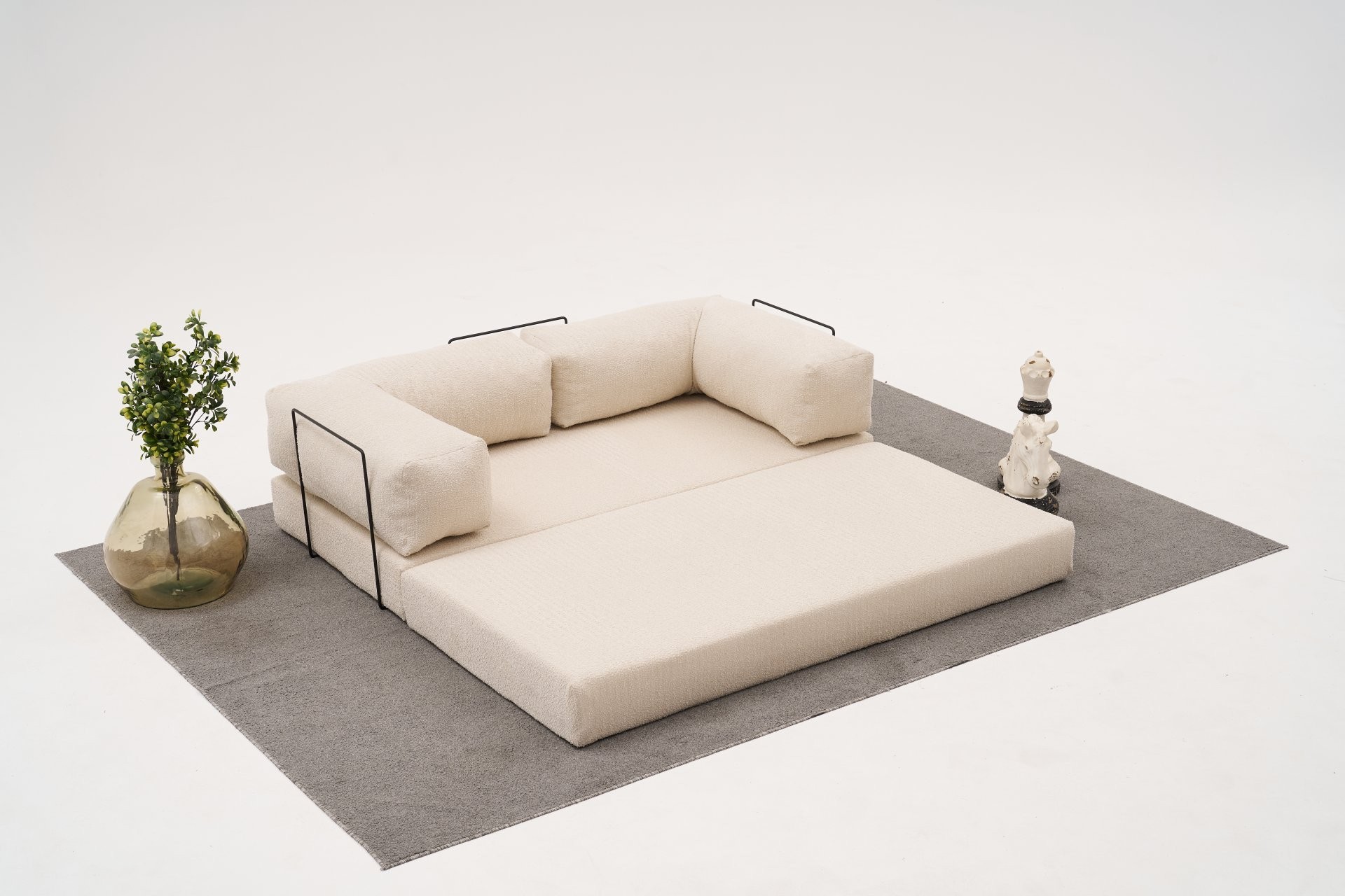 Comfort Schlafsofa Récamiere Rechts Creme