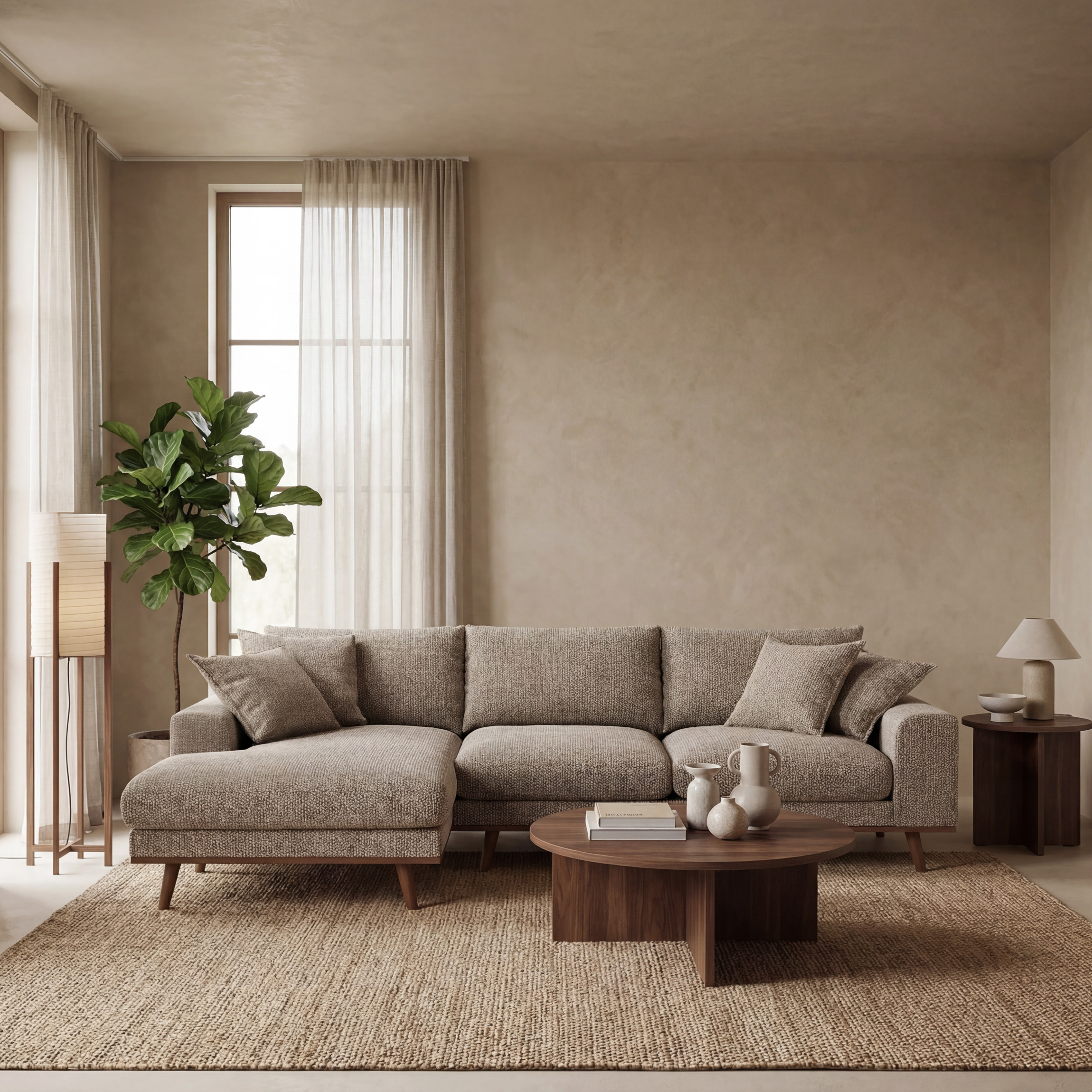 Ecksofa Harper 3-Sitzer Links Hellbraun