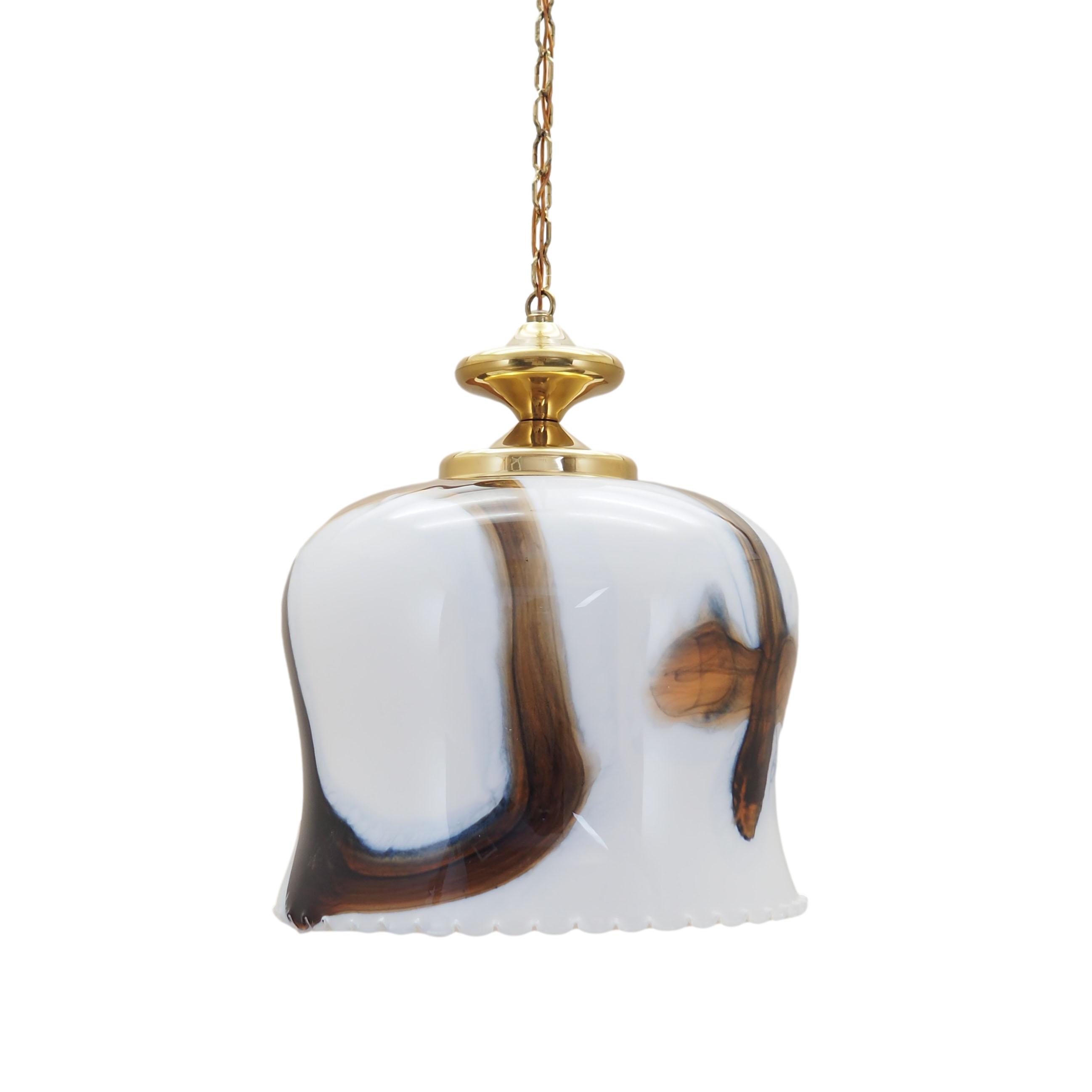 Vintage pendant lamp glass metal multicolor 1970s